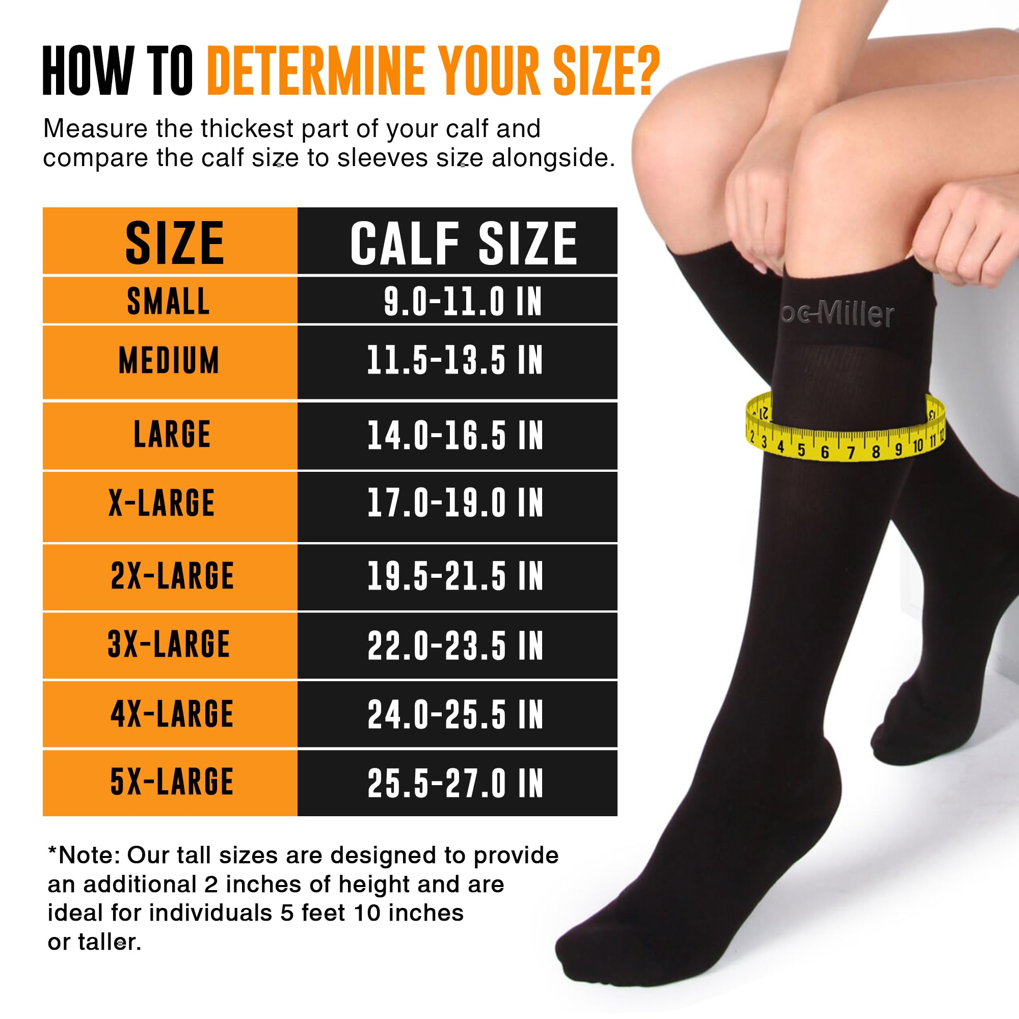 Doc Miller 20-30mmHg Graduated Compression Socks for Women & Men - Medical Support Socks for Varicose Veins, Swelling & Improved Blood Circulation (Black, XX-Large) - Perfect for Travel, Nursing & Long Work Shifts