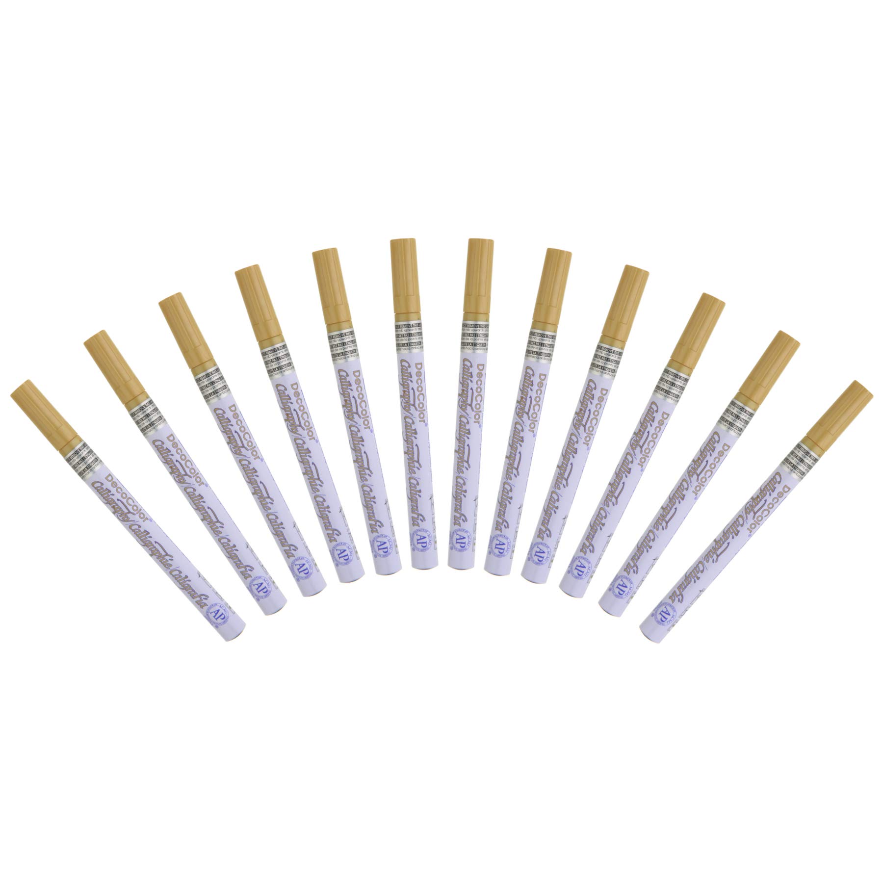 Uchida of America Gold Calligraphy Paint Pen Set - 12 Piece Fine Tip Markers for Hand Lettering, DIY Crafts, Scrapbooking & Art Projects
