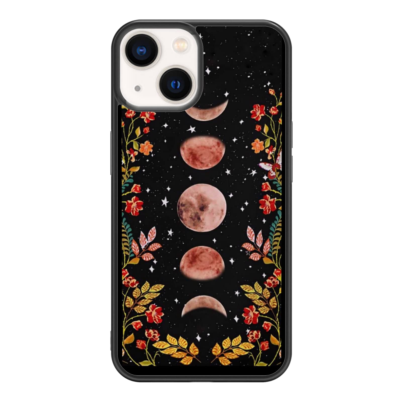 Moon Phase & Floral iPhone Case for iPhone 11/12/13 Mini/Pro/Max/XR/XS - Shockproof Protective Phone Cover with Vines & Flowers Design for Women | Perfect for Nature Lovers, Outdoor Adventures & Everyday Use