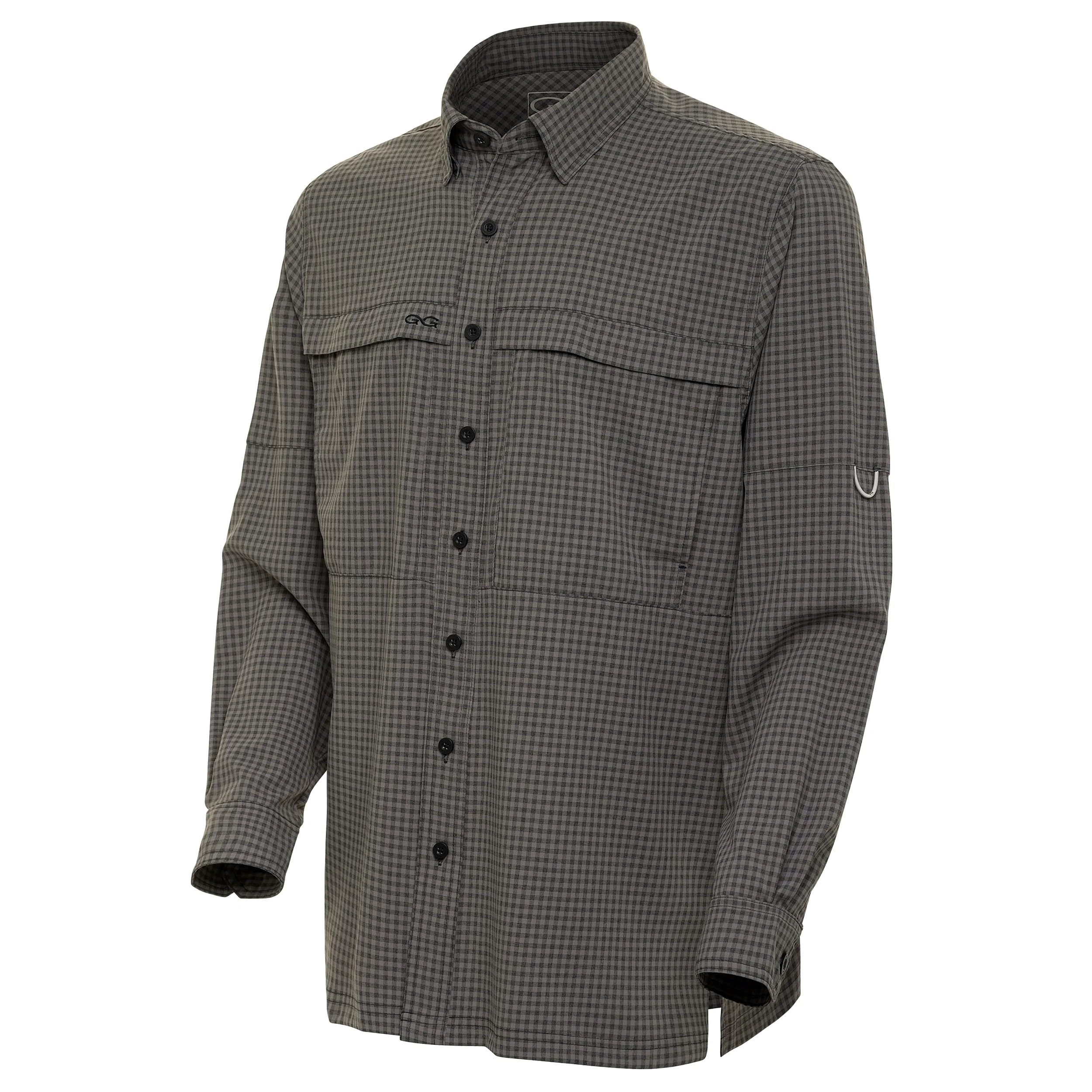 GameGuard Gunmetal TekCheck Shirt - Men's Long Sleeve Button Down Casual Shirt for Outdoor, Work & Everyday Wear