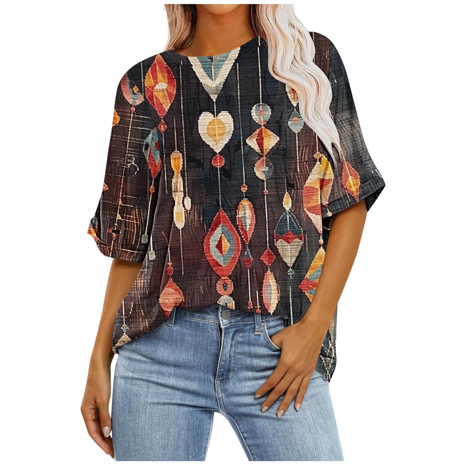 Oversized T-Shirts for Women - Crew Neck Half Sleeve Loose Fit Summer Tops - Business Casual Blouse for Office & Weekend Wear