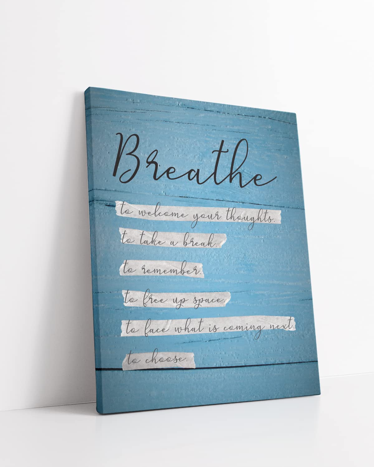 Govivo Motivational Wall Art Canvas - Inspirational 'Breathe to Welcome Your Thoughts' Home Decor for Women, Men & Teens - 32x40 Inch Ready to Hang - Perfect for Bedroom, Office & Classroom Motivation