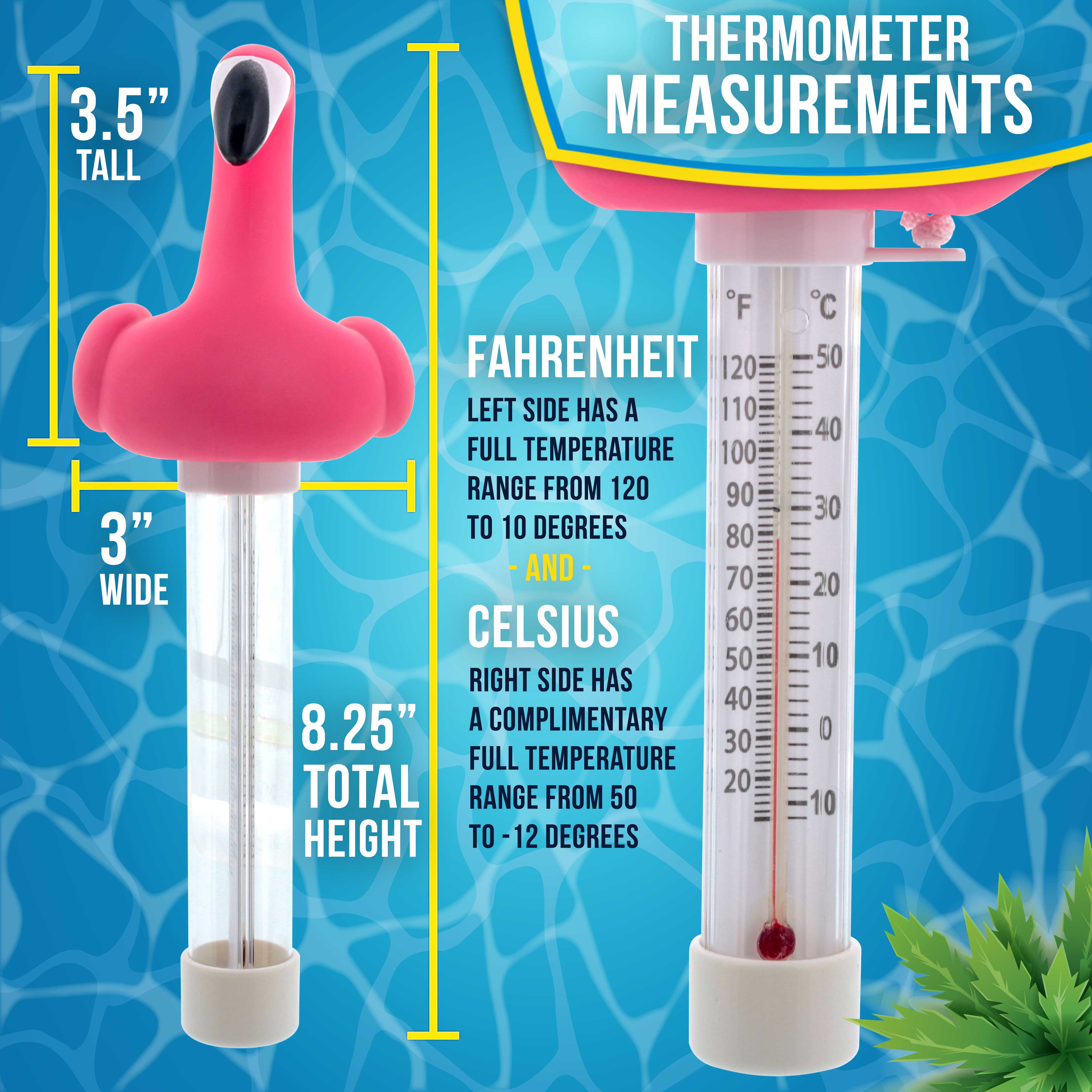 U.S. Pool Supply® Floating Flamingo Thermometer - Easy to Read Temperature Display for Pools & Spas (Measures 120°F/50°C) - Perfect for Swimming Pools, Hot Tubs, Kids Pools & Backyard Water Fun