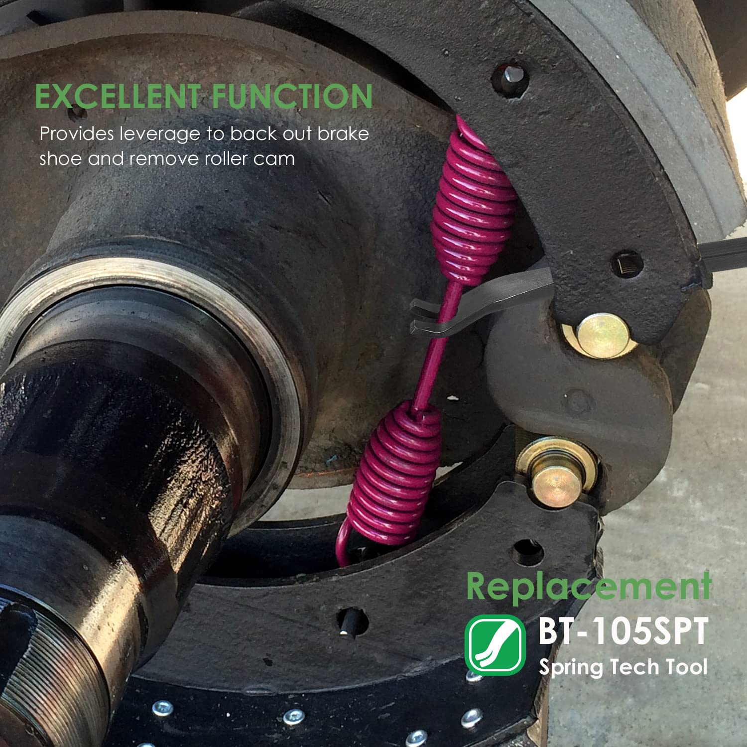 Heavy Duty Brake Return Spring Tool for Large Trucks & Trailers with Air Brakes - S Cam Compatible Spring Tech Tool for Installing & Removing Return Springs on Commercial Vehicles | Ideal for Fleet Maintenance & Roadside Repairs