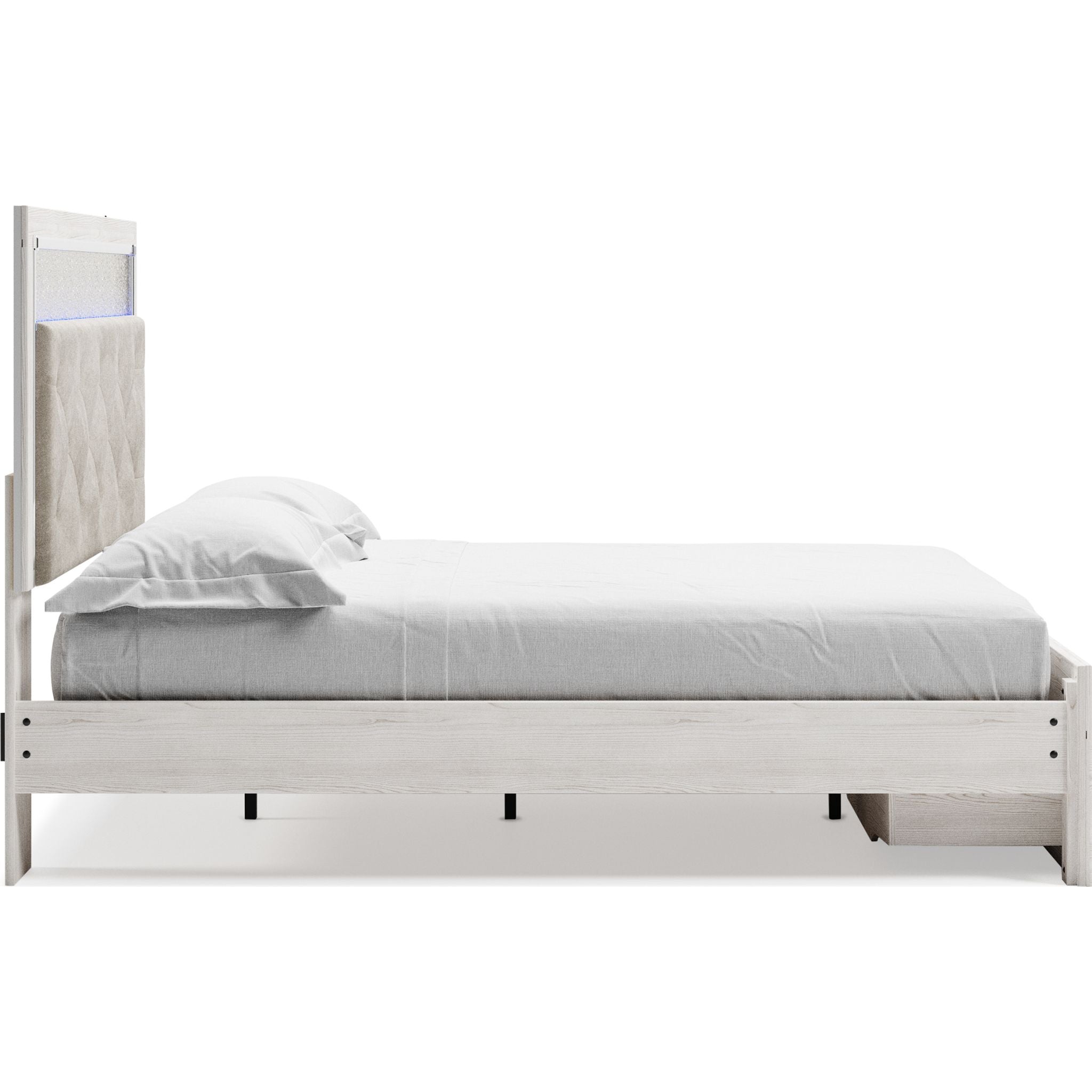 Altyra White Storage Bed with Underbed Drawers - Modern Platform Bed Frame with Hidden Storage for Small Spaces, Bedroom & Guest Room Organization