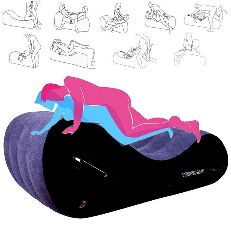 Inflatable Sex Sofa Bed with Handcuffs & Ankle Cuffs - Waterproof Love Position Pillow for Couples, Sex Lumbar Support Cushion - Perfect for Bedroom, Adult Play & Spicing Up Relationships