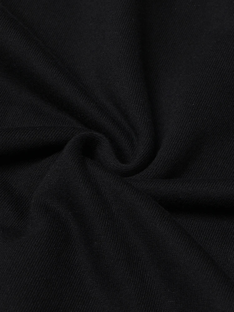 Women's Black Hooded Loose Sweatshirt - Long Sleeve Casual Pullover with Collar | Trendy Solid Color Sweater for Everyday Wear, Lounge & Street Style | 2022 Fashion Collection