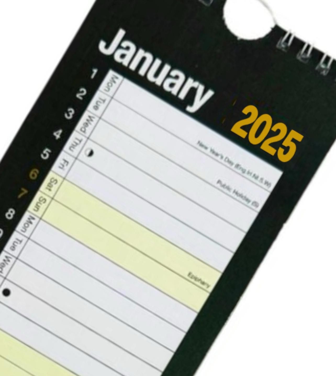 2025 Slim Monthly Wall Planner Calendar - Spiral Bound, Black & White Design - Perfect for Home, Office & School Organization