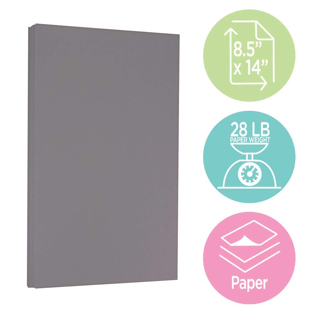 JAM PAPER Legal Size Matte Paper - 28lb (105 GSM) - 8.5 x 14 Inches - Dark Gray - 500 Sheets per Pack - Premium Office Paper for Printing, Copying & Legal Documents