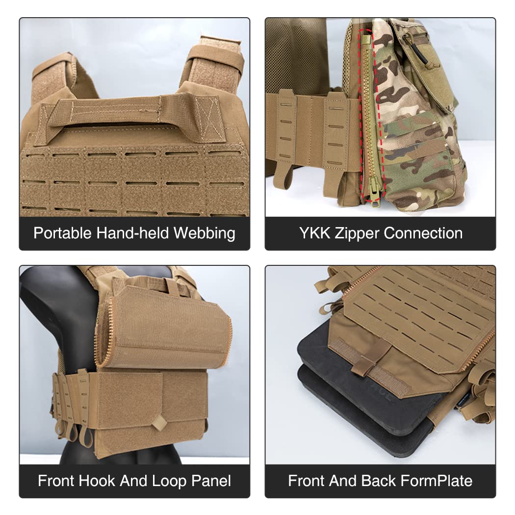 IDOGEAR Tactical Combat Vest for Hunting, Airsoft & Outdoor Training - Adjustable Coyote Brown Body Armor for Men - Perfect for Military Simulation, Paintball & Survival Games