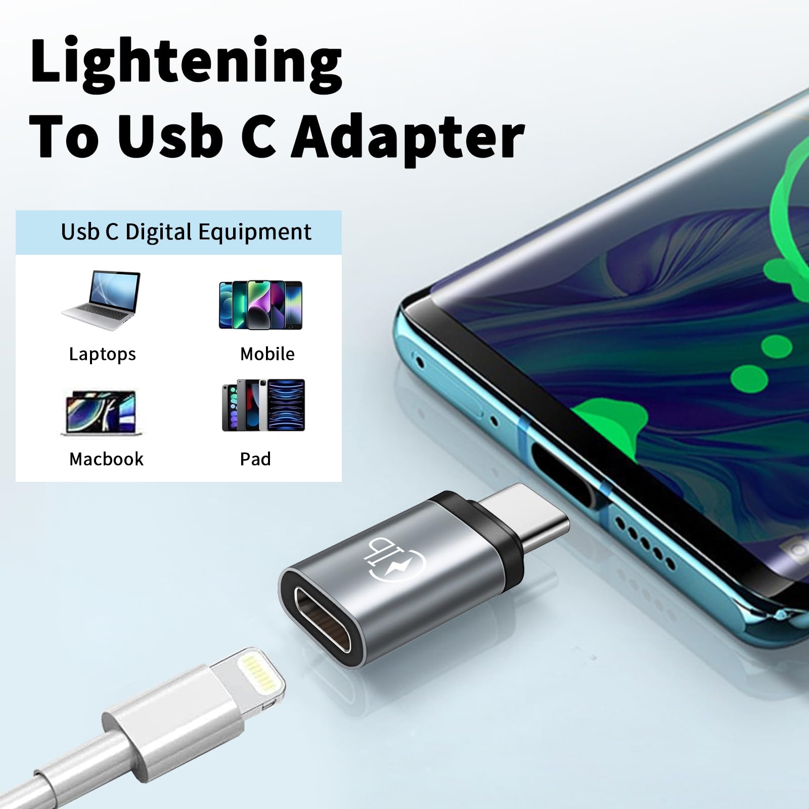 2 Pack Wimony USB C to Lightning Adapter, USB C Male to Lightning Female Converter for iPhone, iPad, Samsung Galaxy, Google Pixel, Laptops & Monitors - Fast Data Transfer with Lanyard - Perfect for Travel, Office & Home Charging