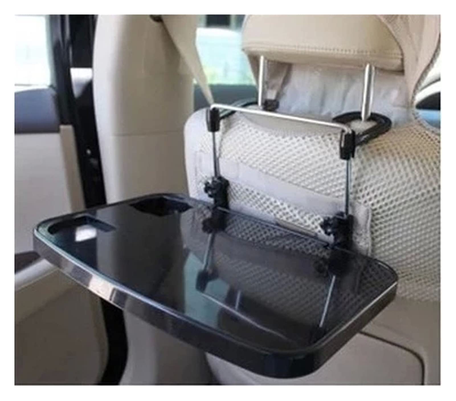 Universal Car Steering Wheel Tray - Portable Car Table for Eating, Working & Drinking - Adjustable Car Desk Bracket with Coffee Cup Holder - Perfect for Commuting, Road Trips & Food Delivery (Black)