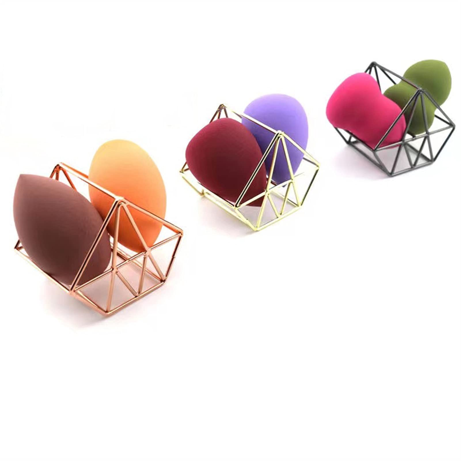 1Pc Gold Metal Cosmetic Puff Rack - Blender Sponge Holder & Makeup Brush Drying Stand - Organize Beauty Tools for Vanity, Salon, or Travel - Perfect for Makeup Artists & Beauty Enthusiasts