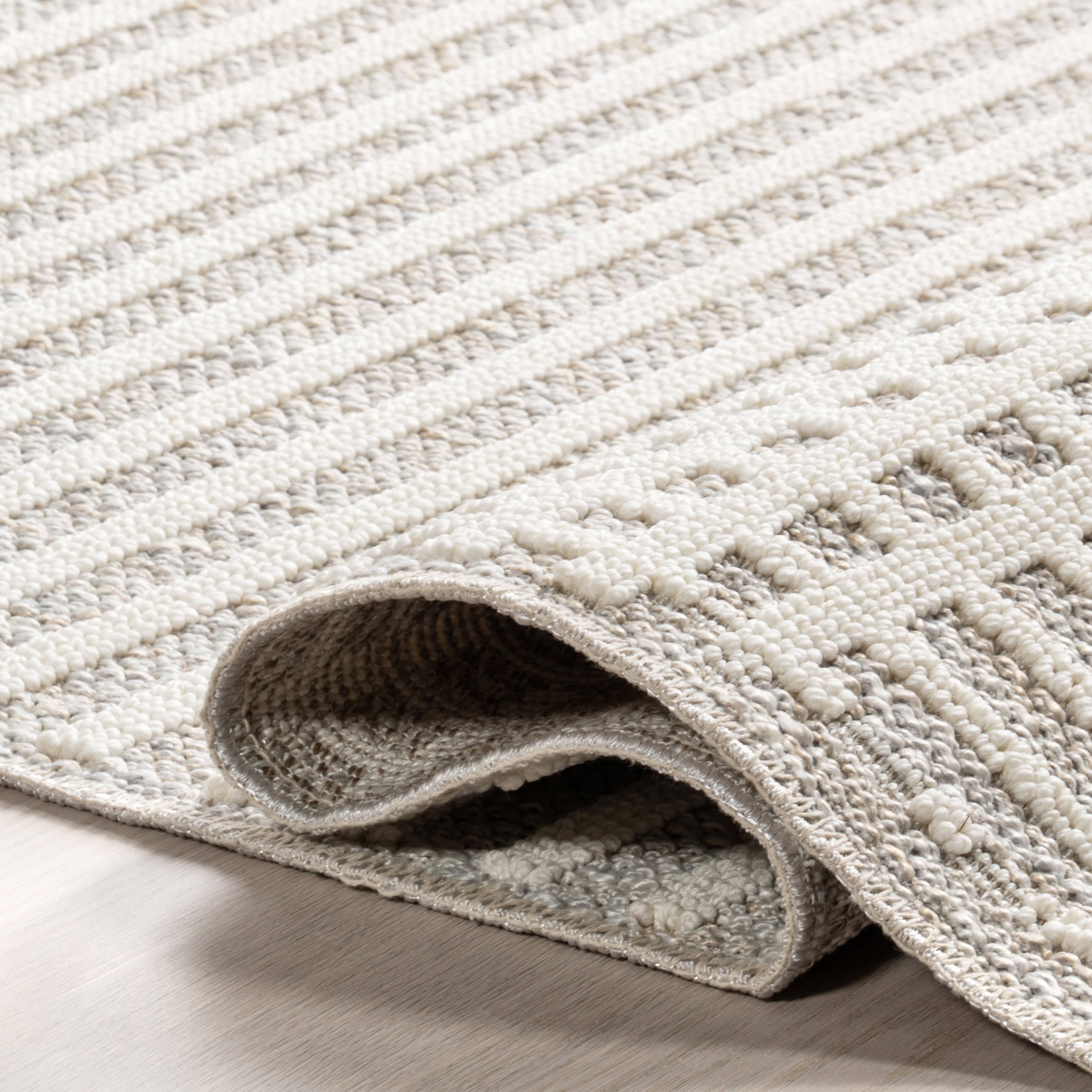 Fredrika Geometric Washable Rug - Light Grey Non-Slip Area Rug for Living Room, Bedroom, or Office | Modern Home Decor & Easy to Clean