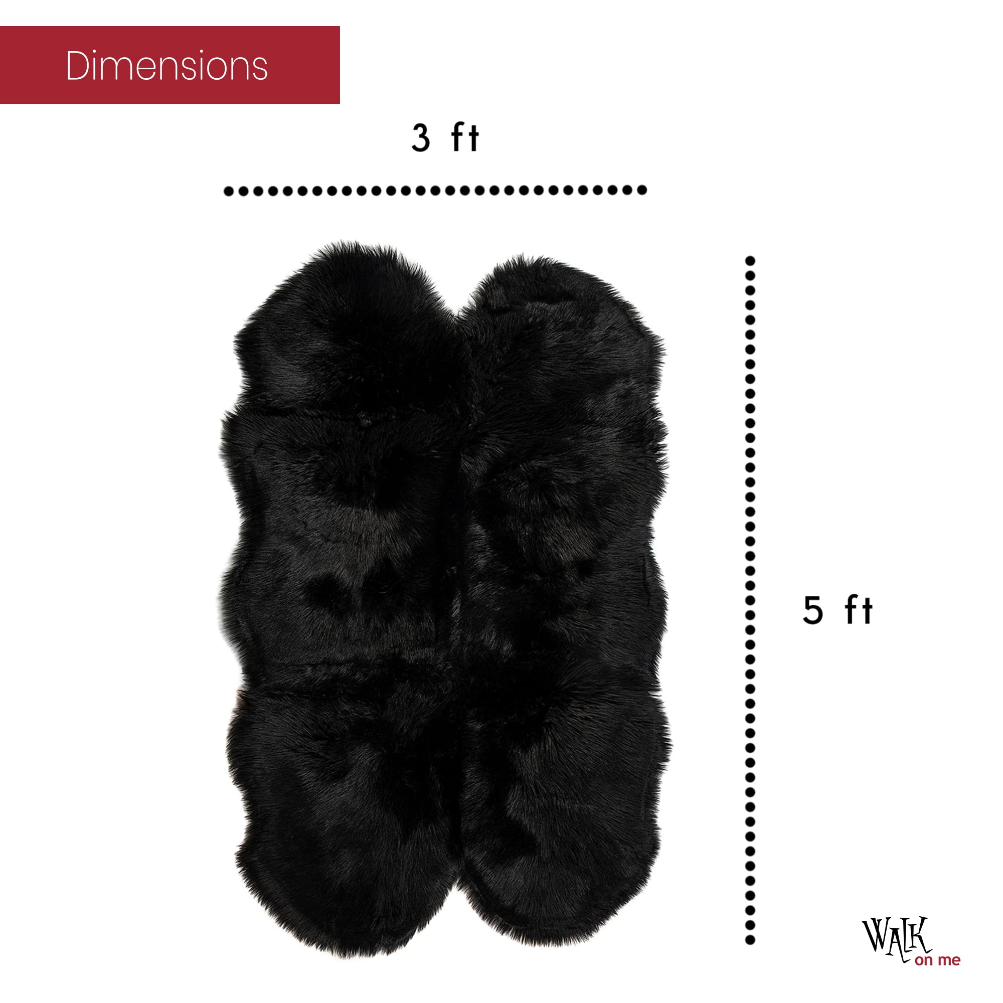 Luxury Soft Faux Fur Area Rug 3x5 Feet - Plush Black Shaggy Rug for Living Room, Bedroom, Nursery | Non-Slip Backing & Machine Washable | Cozy Home Decor for Winter, Movie Nights & Pet-Friendly Spaces