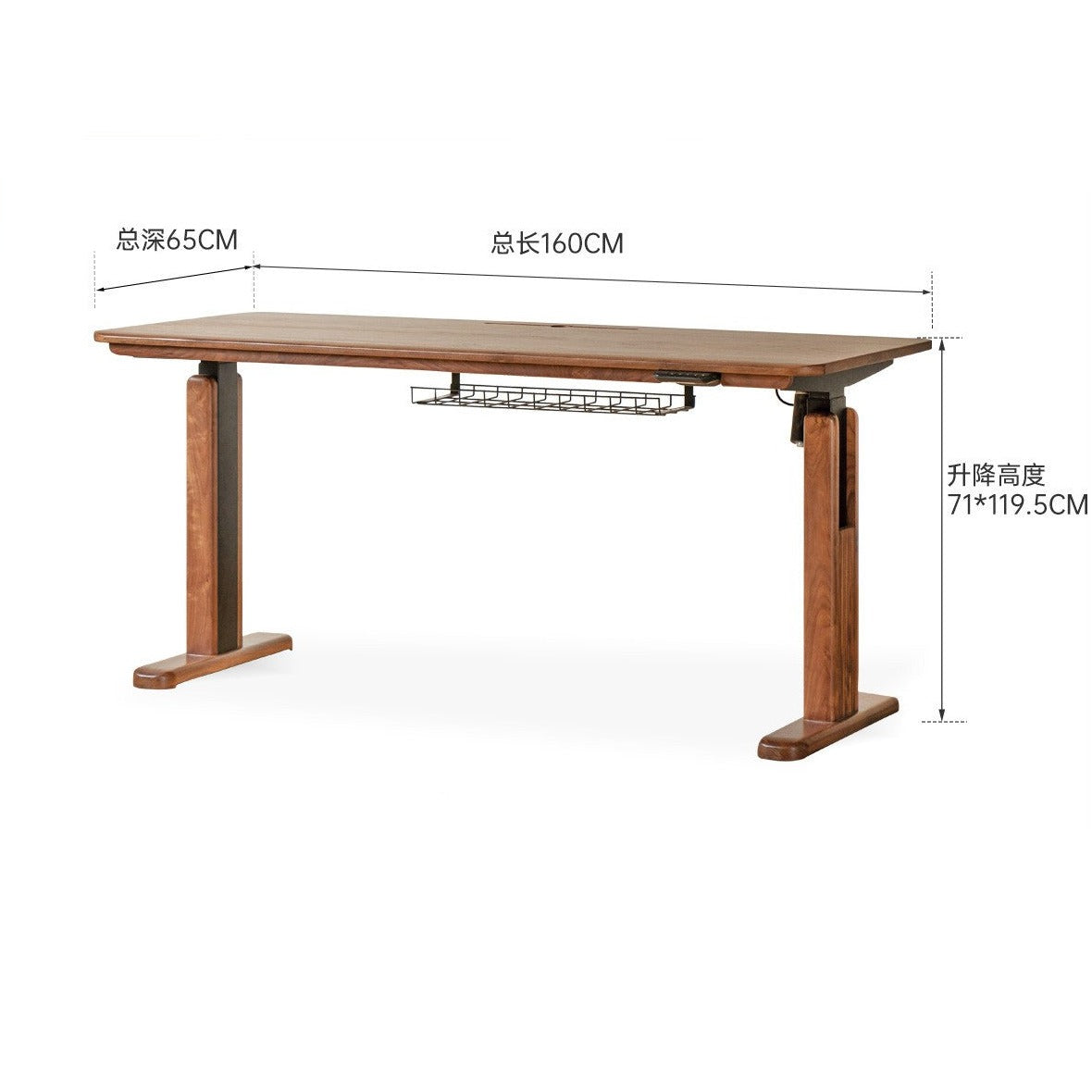 Black Walnut Solid Wood Electric Standing Desk - Adjustable Height Home Office Desk for Work & Study - Ergonomic Sit to Stand Desk for Computer, Laptop & Gaming Setup