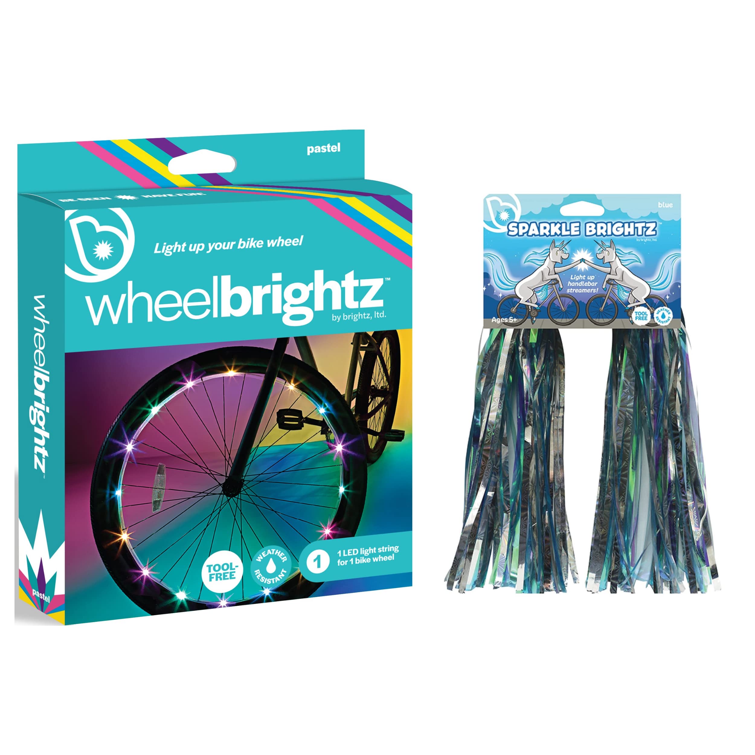 Brightz LED Bike Wheel Lights & LED Light Up Bike Tassels Combo - 2-in-1 Bicycle Spoke Lights and Streamers for Night Cycling Safety - Perfect for Kids, Adults, Night Rides, and Urban Commuting