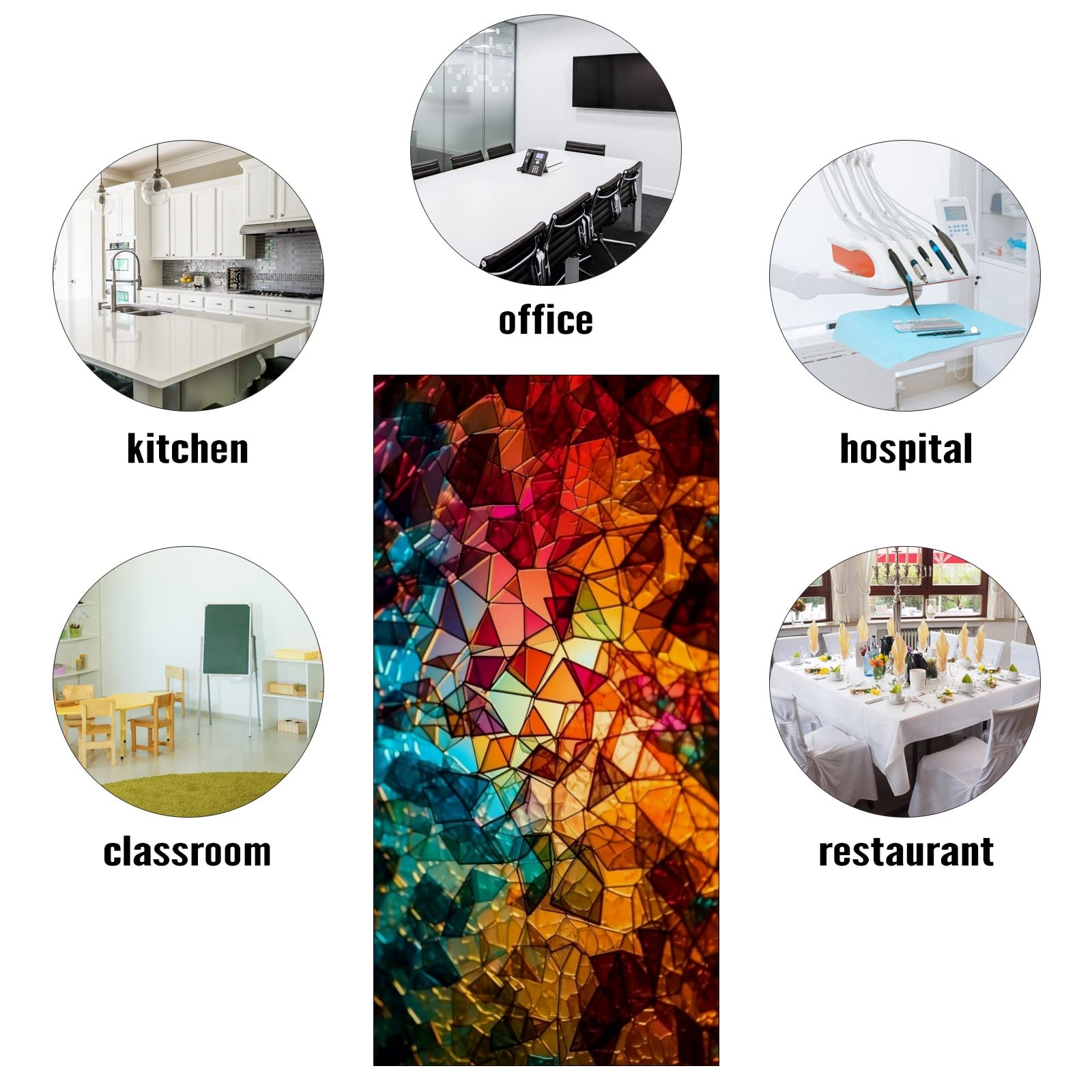 Fluorescent Light Cover for Classroom Ceiling Lights - 24x48 Inch (2x4 FT) Colorful Yellow & Blue Window Glass Pattern - Reduce Glare, Improve Focus & Prevent Headaches - Perfect for Schools, Offices & Study Rooms