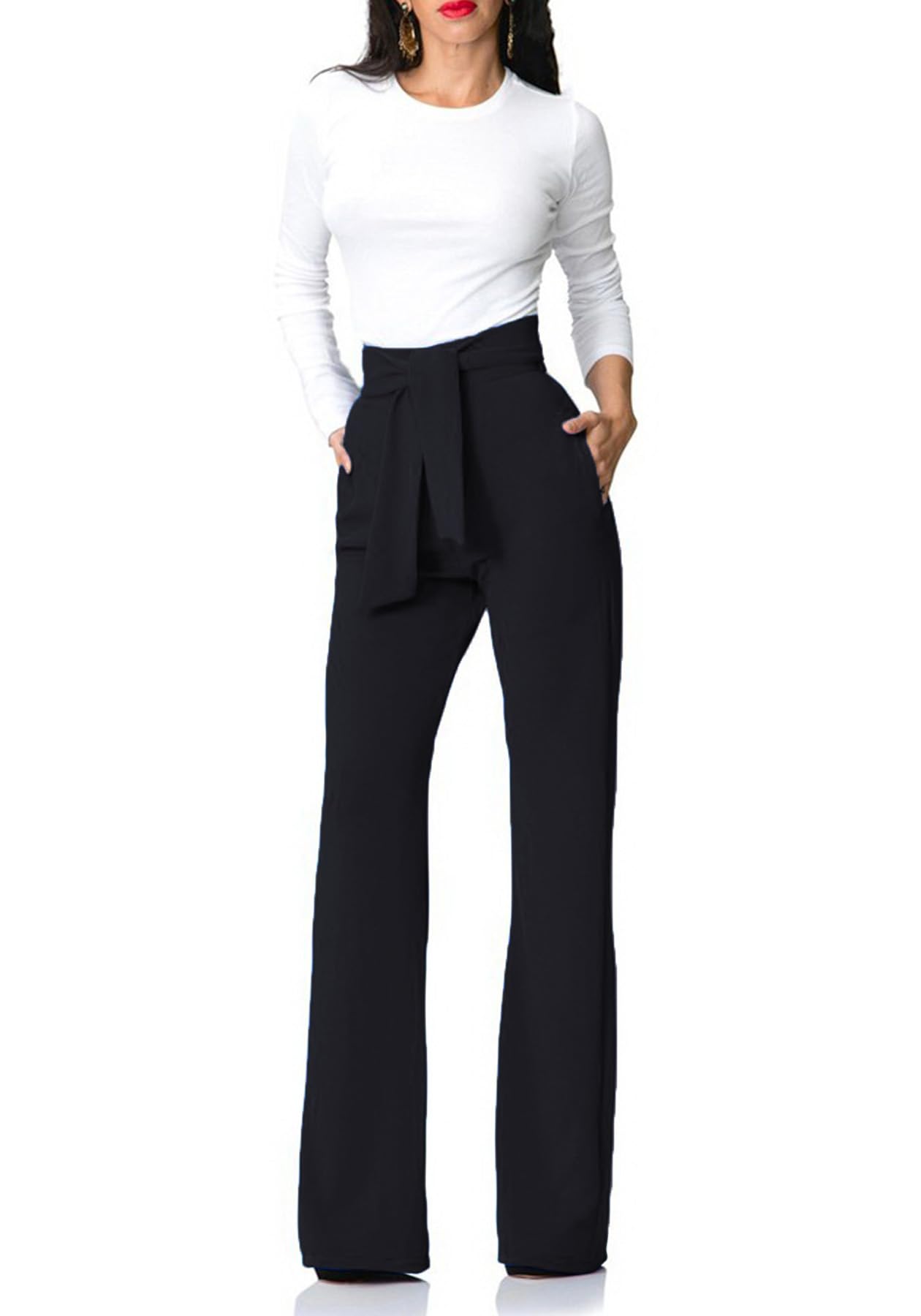 Lucuna Women's High Waisted Wide Leg Dress Pants - Office Work Pants for Business Casual & Professional Wear - Comfortable Slacks for Workplace, Meetings & Formal Occasions