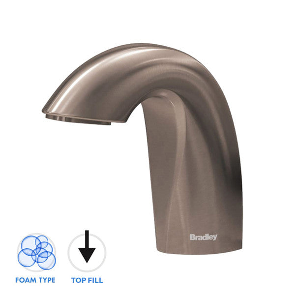 Bradley 3100 RFT Crestt Series Top Fill Deck Mounted Foam Soap Dispenser - Stainless Steel Commercial Grade for Restaurants, Kitchens & Bathrooms
