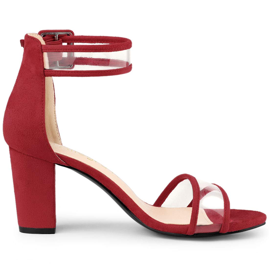 Allegra K Women's Clear Ankle Strap Chunky Heel Sandals - Comfortable Summer Dress Shoes for Weddings, Parties & Date Nights