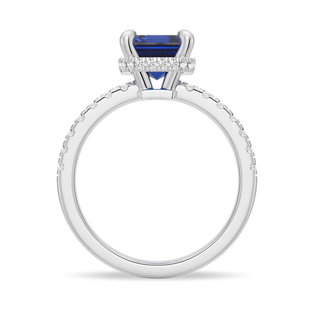 Exquisite Emerald Cut Blue Sapphire & White Sapphire Ring for Women – Elegant Wedding, Engagement, Anniversary Gift – Perfect for Special Occasions