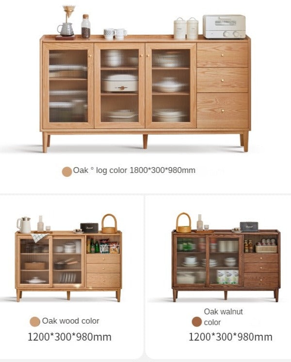 Premium Solid Wood Sideboard with Sliding Doors - Oak, Ash, Black Walnut & Cherry Options - Perfect for Dining Room Storage & Living Room Organization