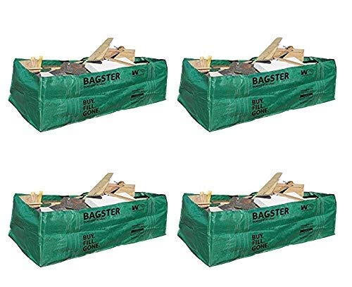 BAGSTER 3 Cubic Yard Dumpster in a Bag - Heavy Duty Trash Bags (Pack of 4, Green) - Perfect for Home Renovation, Yard Waste, and Construction Debris Disposal