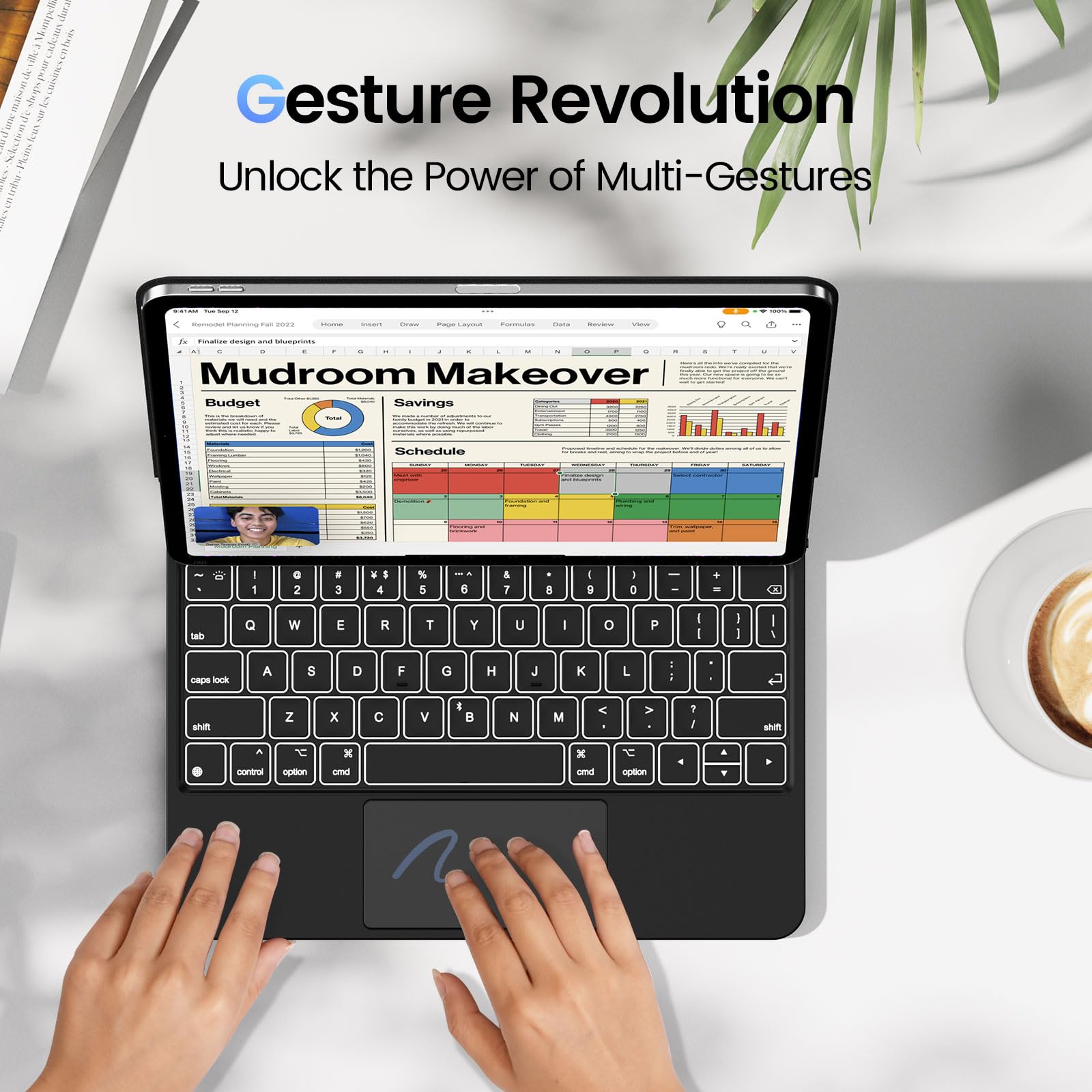 APPS2Car Magnetic Bluetooth Keyboard Case with Floating Stand for iPad Pro 12.9 (6th/5th/4th/3rd Gen) - Slim & Durable Protective Cover - Perfect for Work, Travel & Home Office