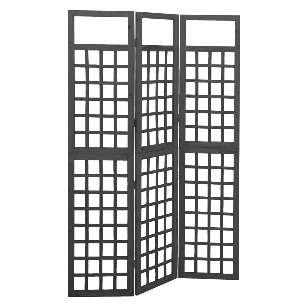 CHARMMA 3-Panel Wooden Room Divider - Black Fir Wood Trellis Screen 47.6 x 70.9 Inches - 6.22KG | Privacy Partition for Home, Office & Outdoor Spaces