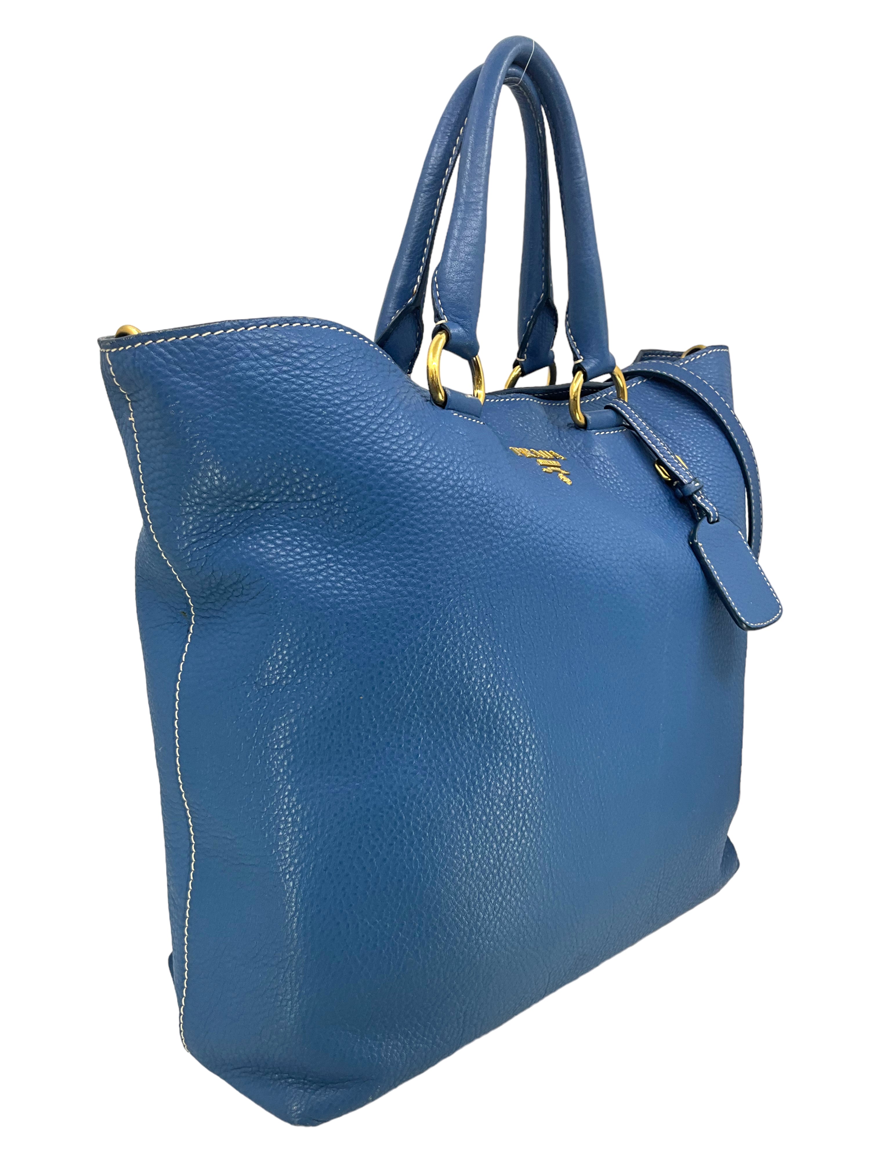 Prada Vitello Daino Open Shopper Tote Bag - Genuine Leather Luxury Handbag for Women, Spacious Work Tote with Top Handle - Perfect for Office, Travel & Everyday Use