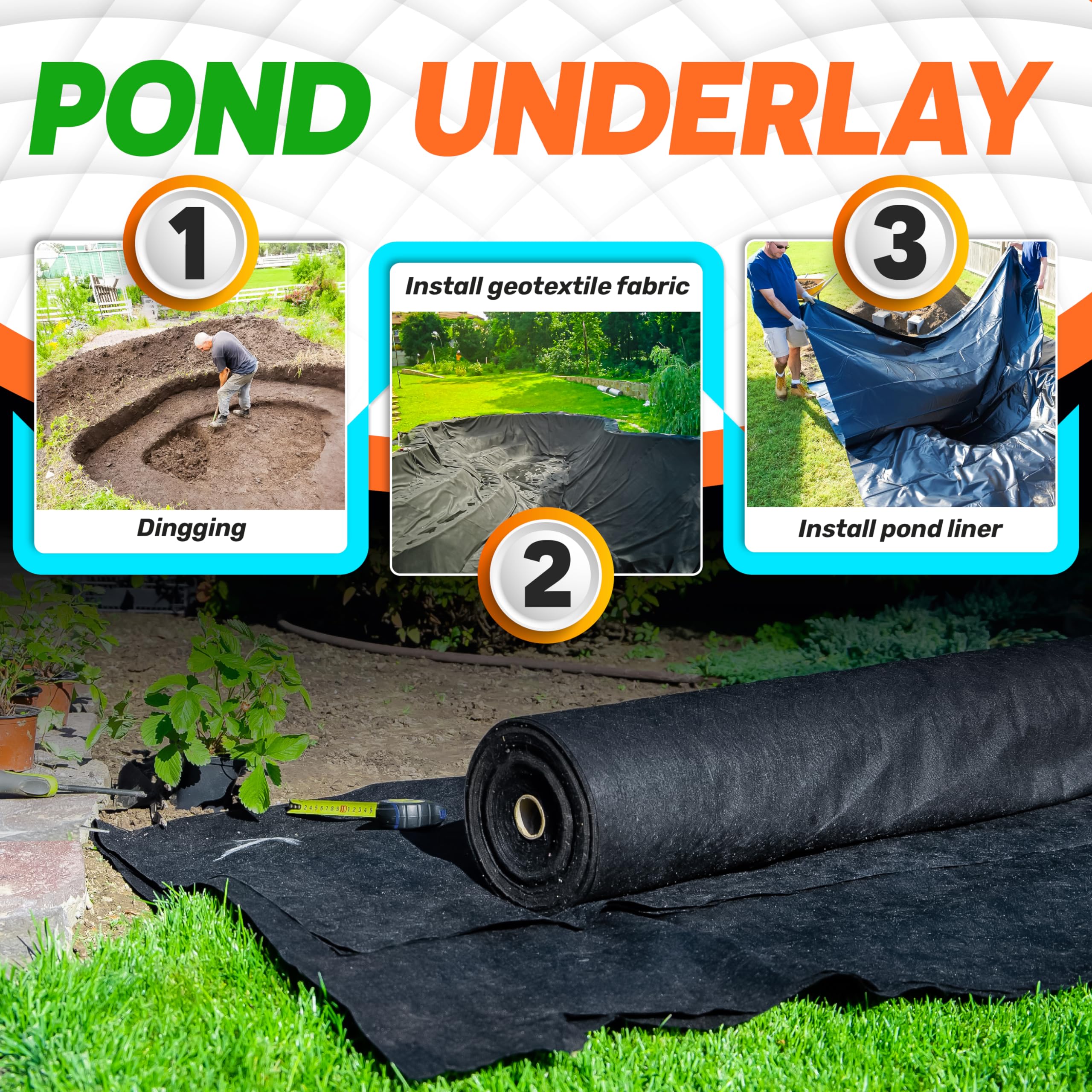 Premium 4oz 4ft x 110ft Non-Woven Geotextile Fabric with Free Gloves & Scissors - Heavy Duty Landscape Fabric for French Drains, Driveways, Weed Barrier, Construction Underlayment - Ideal for Landscaping Projects, Yard Drainage Solutions & Road Stabilization