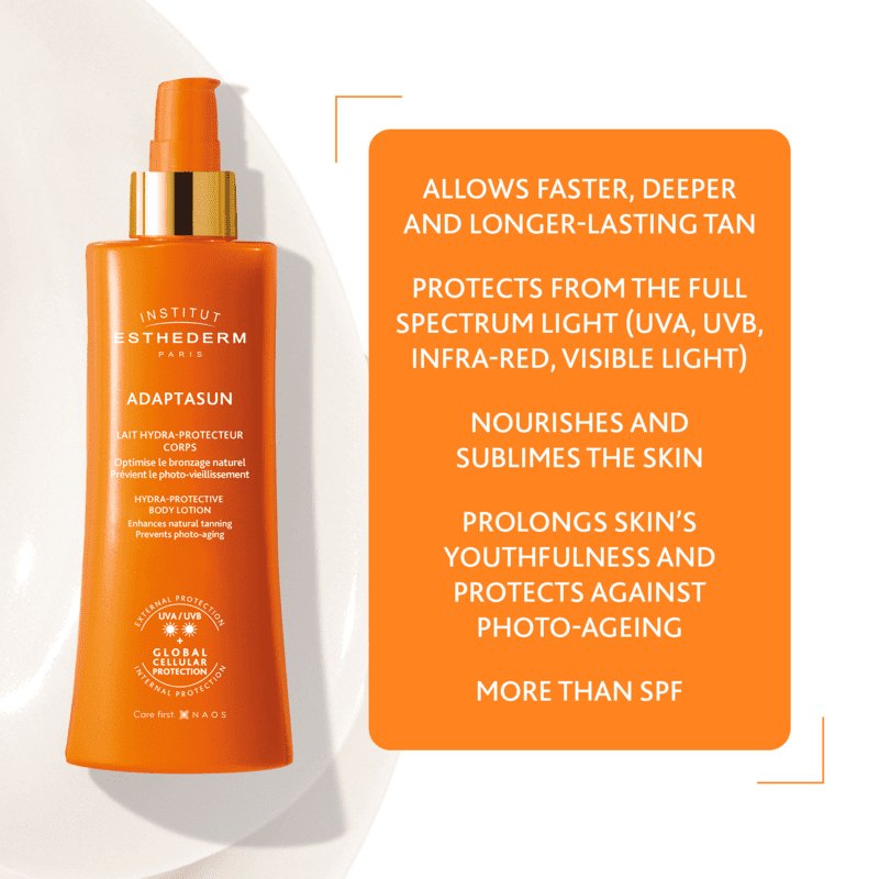 Institut Esthederm Adaptasun Protective Body Lotion SPF for Moderate Sun Exposure - Hydrating Sunscreen for Daily Outdoor Activities & Beach Days
