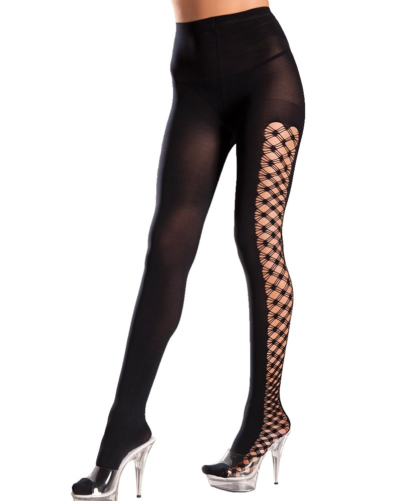 Be Wicked Women's Queen Size Opaque Pantyhose with Multi Fence Net Design - Sexy Sheer Tights for Evening Out, Cosplay & Special Occasions