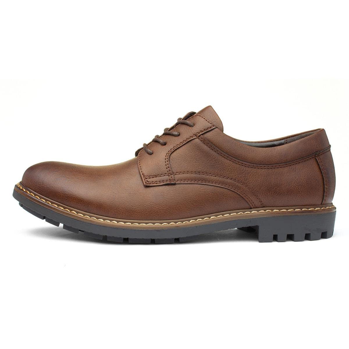 Beckett Buzz Men's Brown Leather Lace-Up Oxford Shoes - Comfortable & Stylish for Work, Casual & Formal Occasions