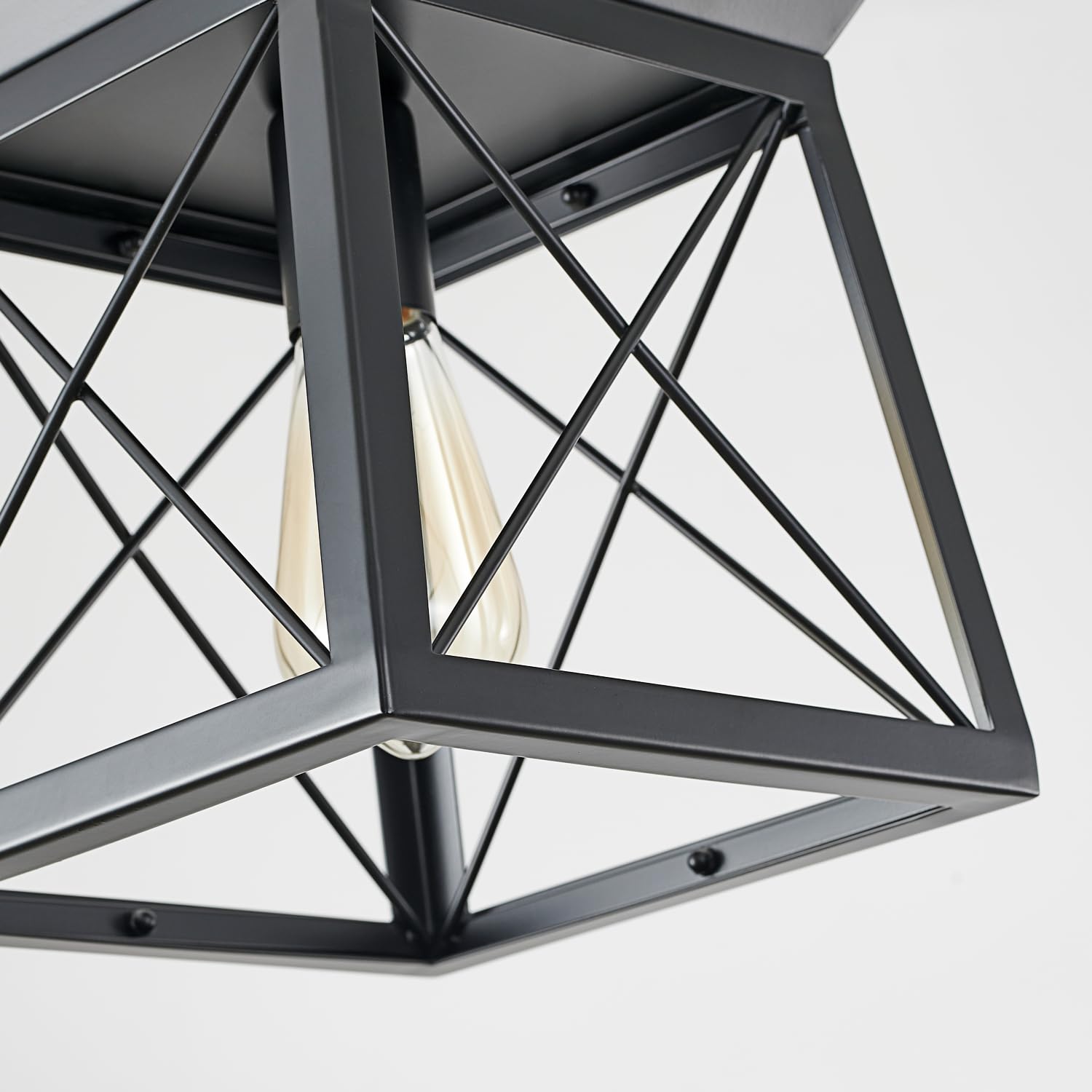 HuixuTe Black Farmhouse Pendant Lights - Industrial Kitchen Island Lighting Fixtures, Rectangle Linear Cage Chandeliers for Kitchen & Dining Room Table | Perfect for Farmhouse, Industrial & Modern Home Decor