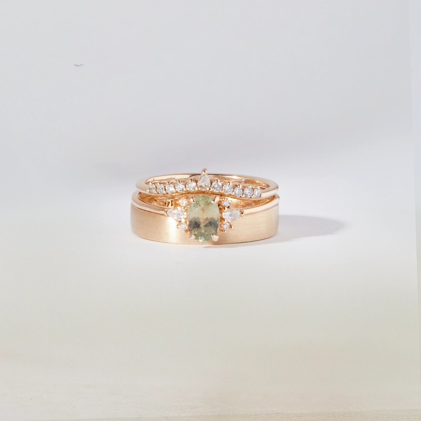 Unique 14K Yellow Gold Ring with Green Sapphire - Handcrafted One-of-a-Kind Jewelry for Engagement, Anniversary & Special Occasions