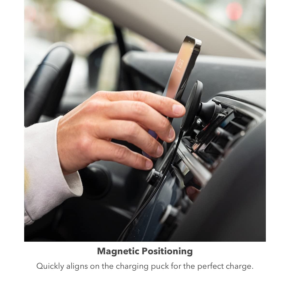 Mophie Snap+ Wireless Vent Mount Universal Car Charger - 15W Fast Charging, Magnetic Positioning for iPhone 12/13/14 & Qi Devices - Perfect for Driving, Commuting & Road Trips