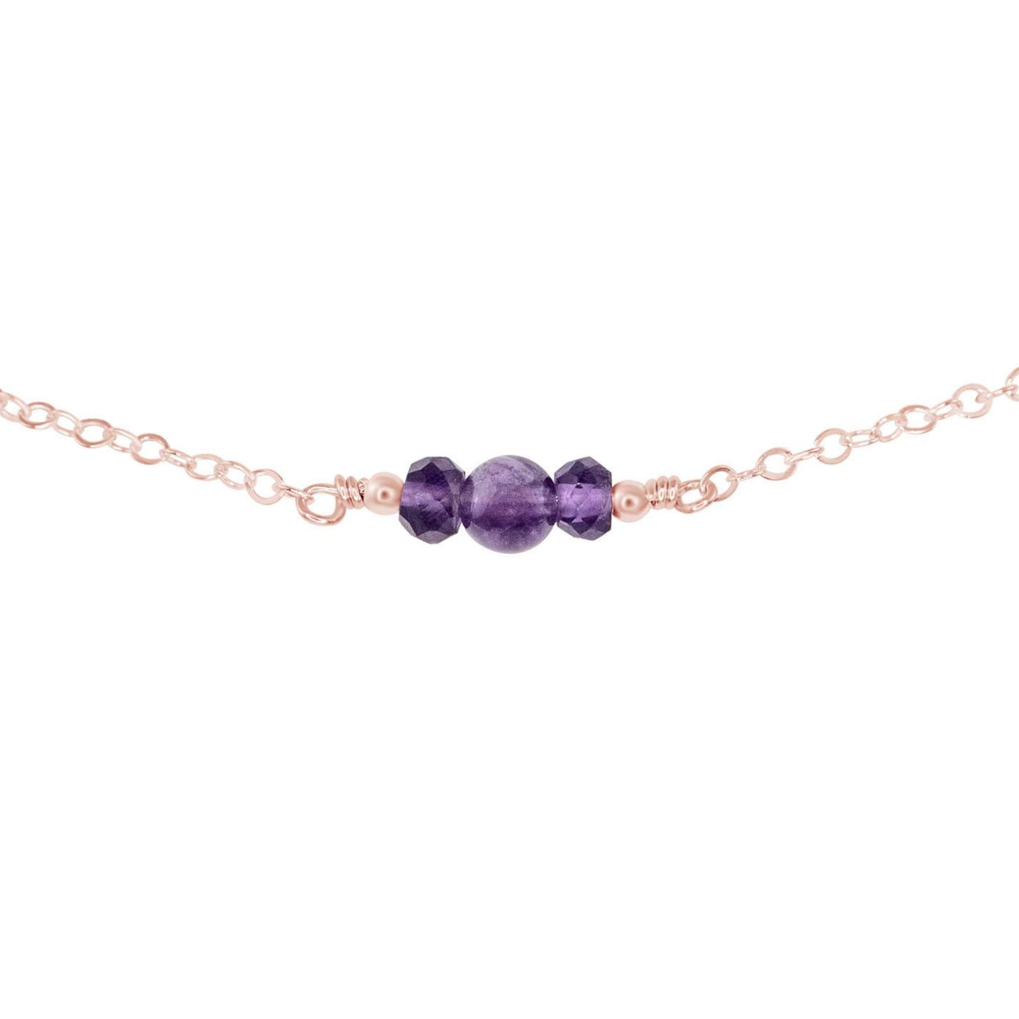 14K Rose Gold Filled Amethyst Dainty Choker Necklace - Elegant Layering Jewelry for Women, Perfect for Weddings, Date Nights & Everyday Wear