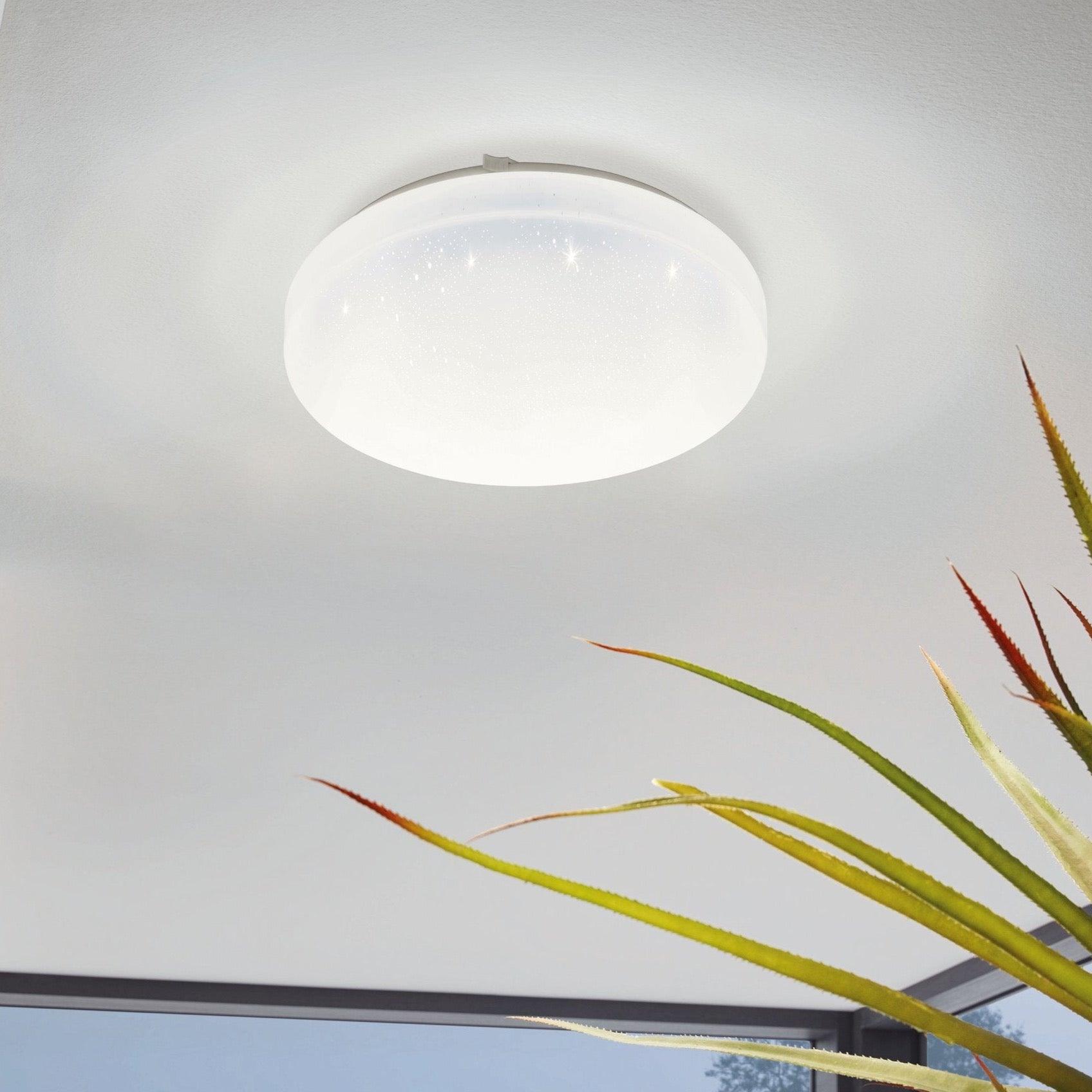 Eglo Frania S 28cm Round White LED Flush Mount Ceiling Light - Modern Lighting for Bedroom, Kitchen & Hallway