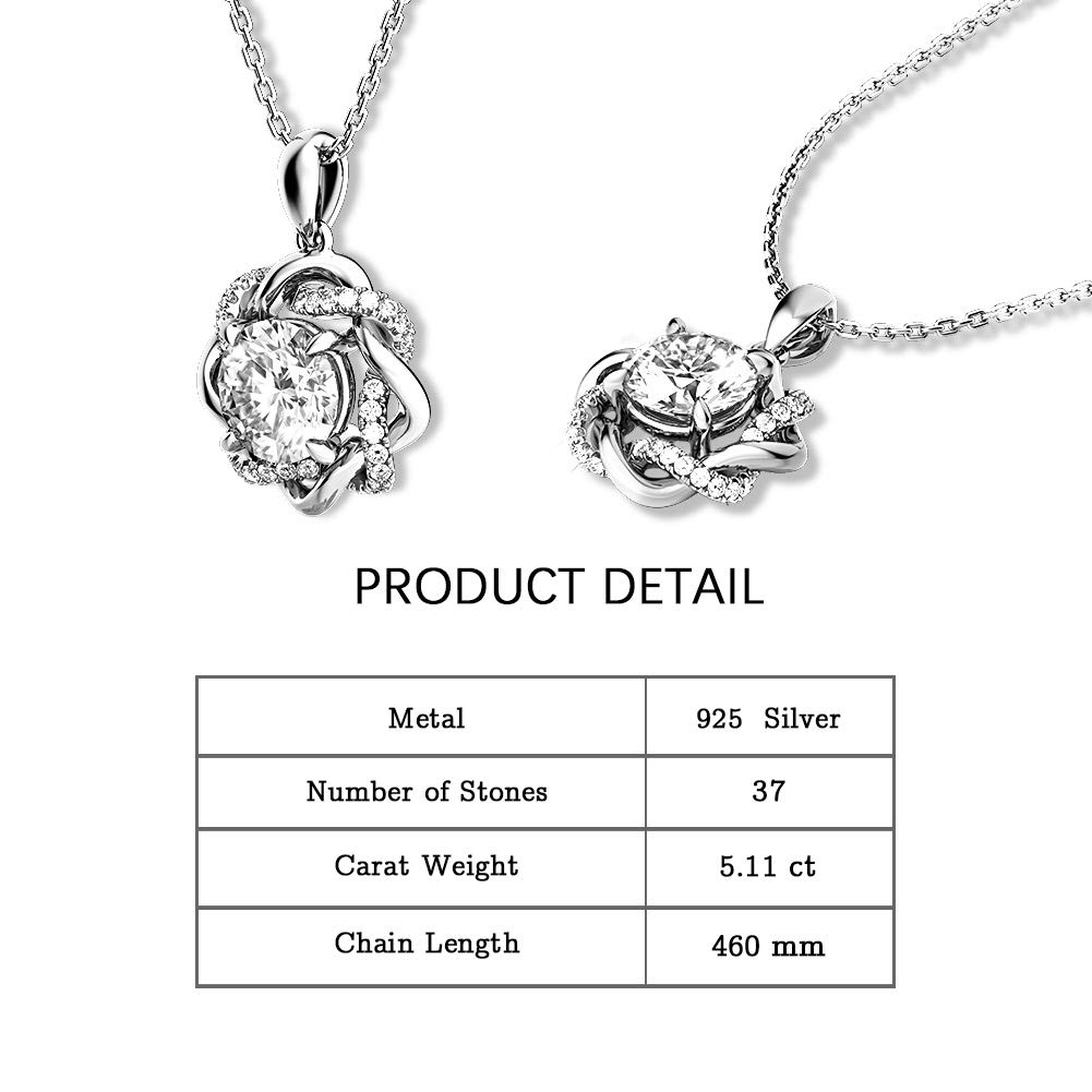 Jeulia S925 Sterling Silver Flower Necklace with White Diamond Pendant - Elegant Long Hollow Chain for Women, Perfect Mother’s Day & Valentine’s Day Jewelry Gift - Ideal for Weddings, Anniversaries and Special Occasions