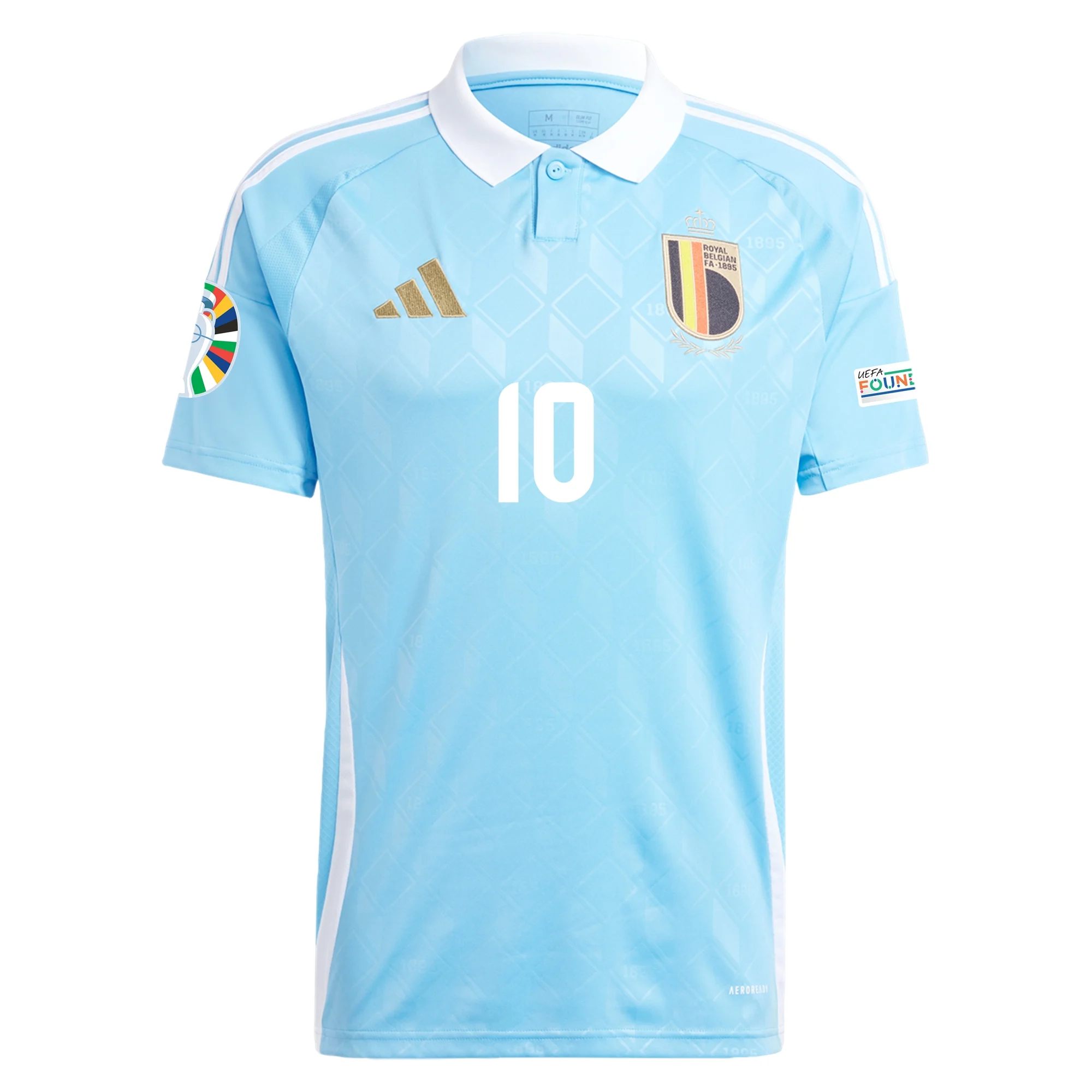 Adidas Belgium Romelu Lukaku Away Jersey with Euro 2024 Patches 2024/2025 Season - Semi Blue Burst - Official Football Soccer Jersey for Fans & Players - Perfect for Matchdays, Training & Collecting