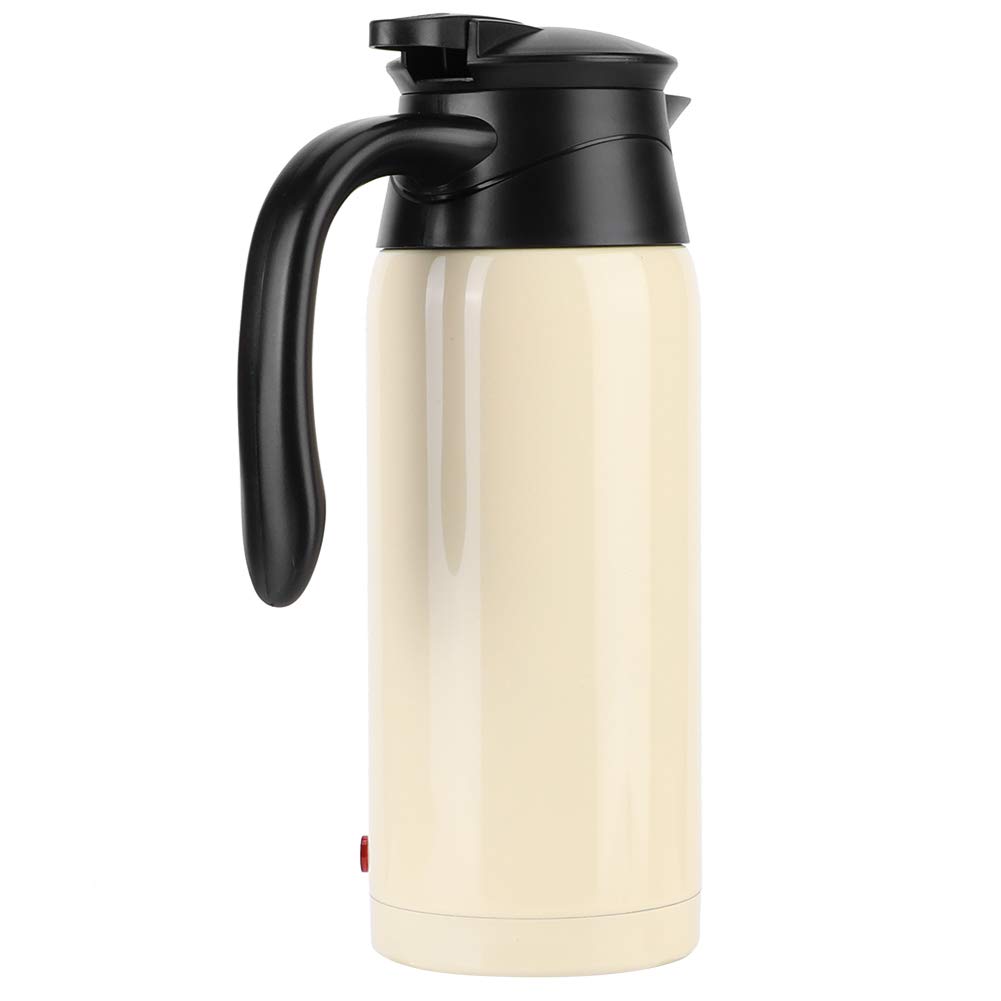 Electric Tea Kettle 800ml - Stainless Steel Car Travel Kettle with Auto Shut-Off - Portable Hot Water Kettle for Road Trips, Camping & Office (Cream)