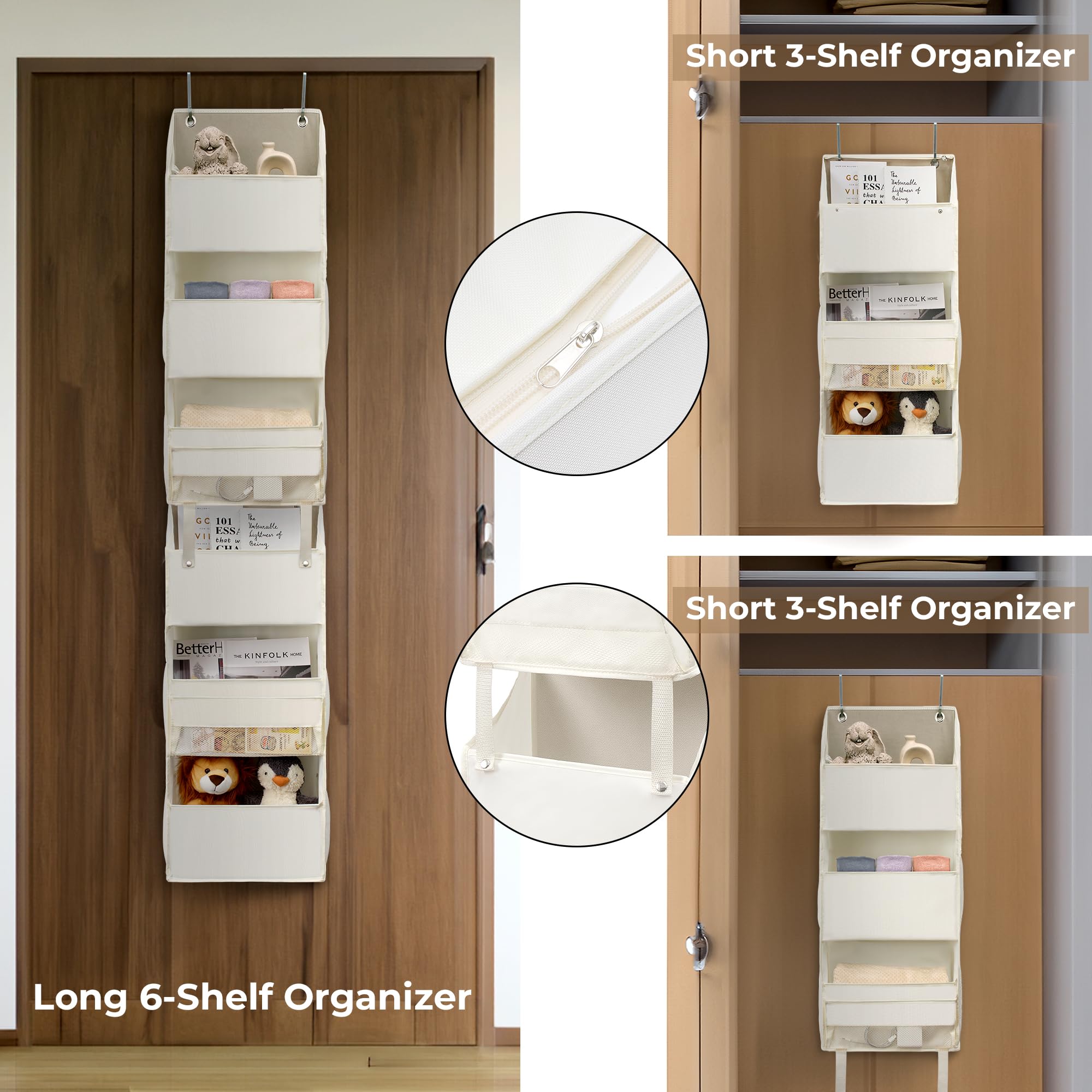 GRANNY SAYS 6-Shelf Over The Door Organizer - Space Saving Hanging Storage for Closet, Bedroom & Bathroom | Beige Fabric Door Hanger for Shoes, Toys, Towels & Accessories | Perfect for Small Space Organization
