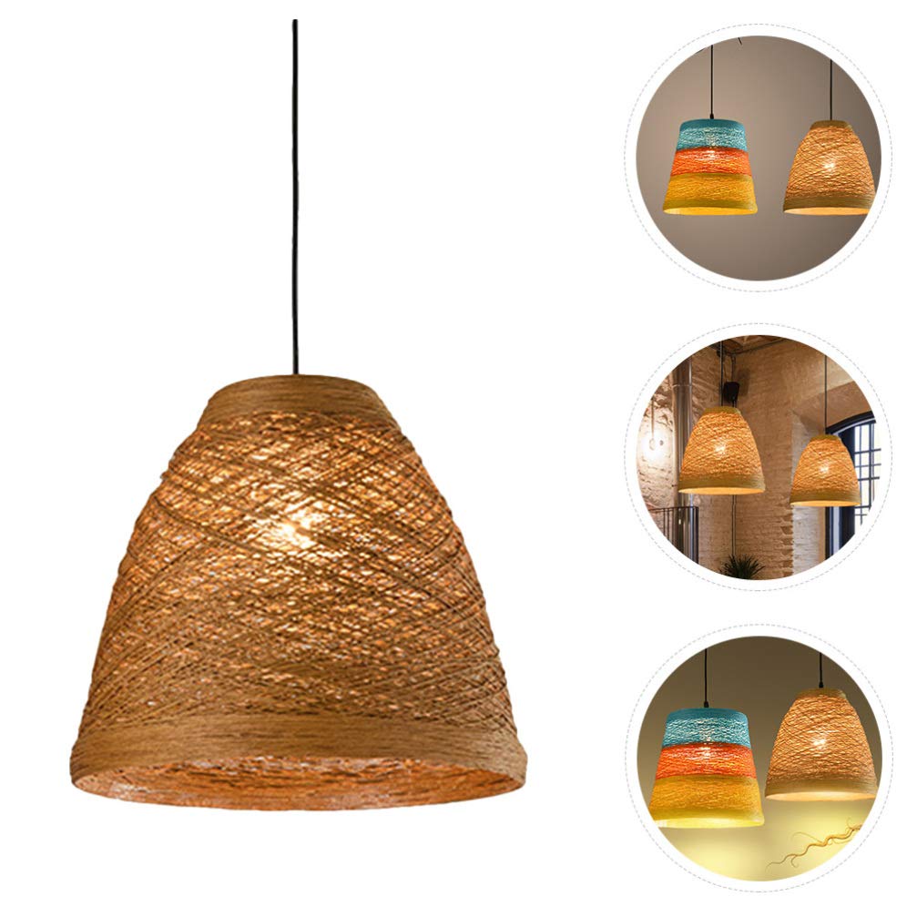 Handmade Rattan Chandelier - Natural Bamboo Ceiling Pendant Light with Retro Design for Bedroom, Living Room, or Patio Decor