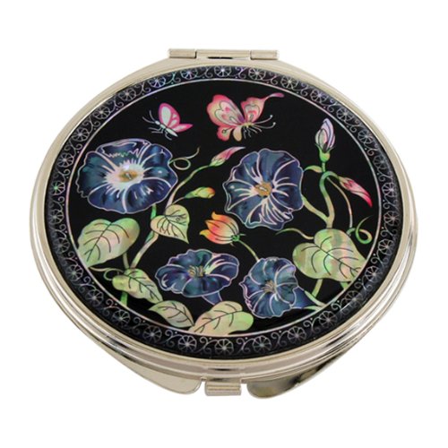 Pearl Compact Mirror 2X/1X Magnification - Travel Makeup Mirror for Women, Gift for Mom - Perfect for Purses & Travel (Blue)
