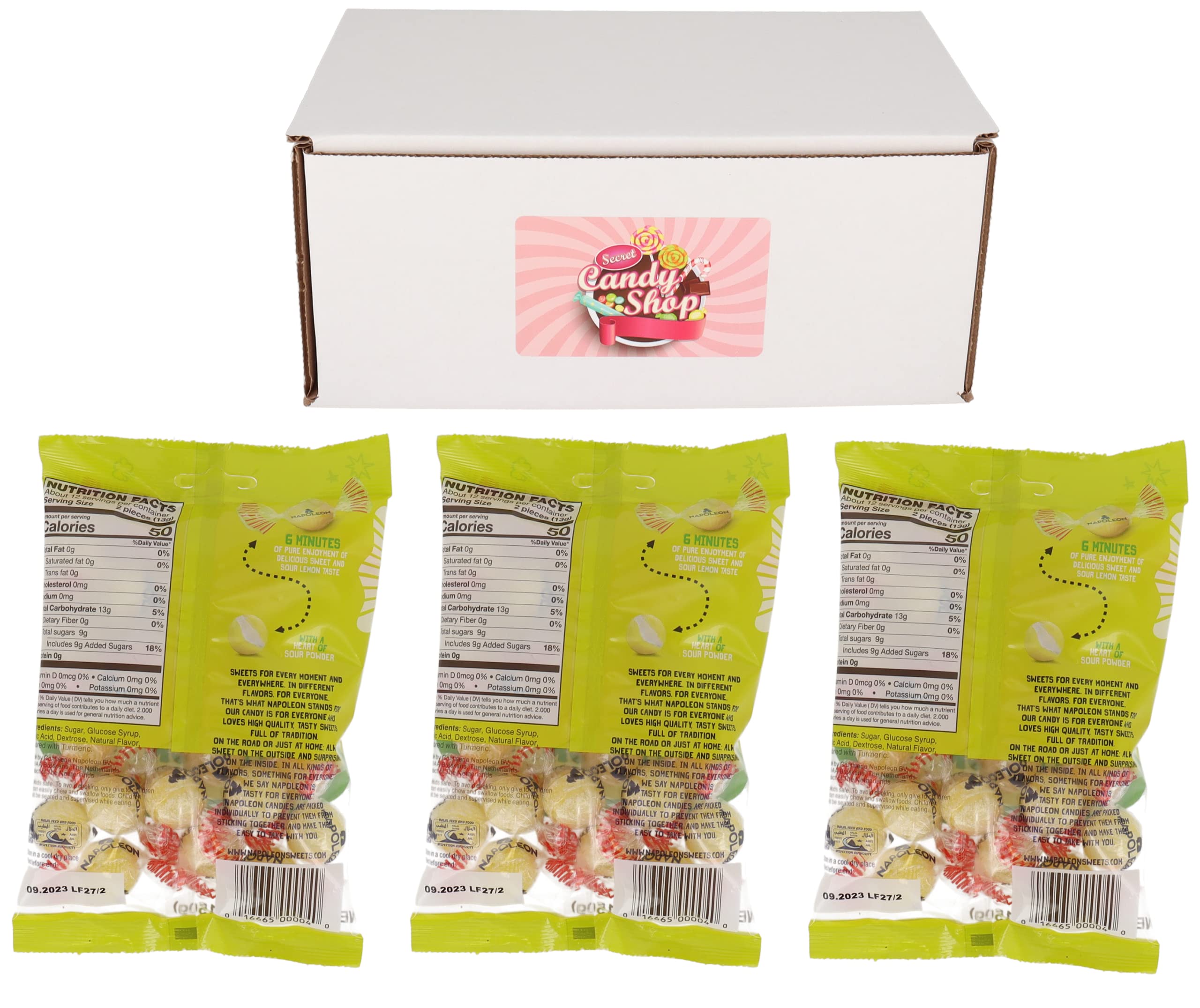 Napoleon Hard Sour Lemon Candy Balls - 3 Pack | Tart & Tangy Lemon Flavor | Perfect for Parties, Gifts & Office Snacks
