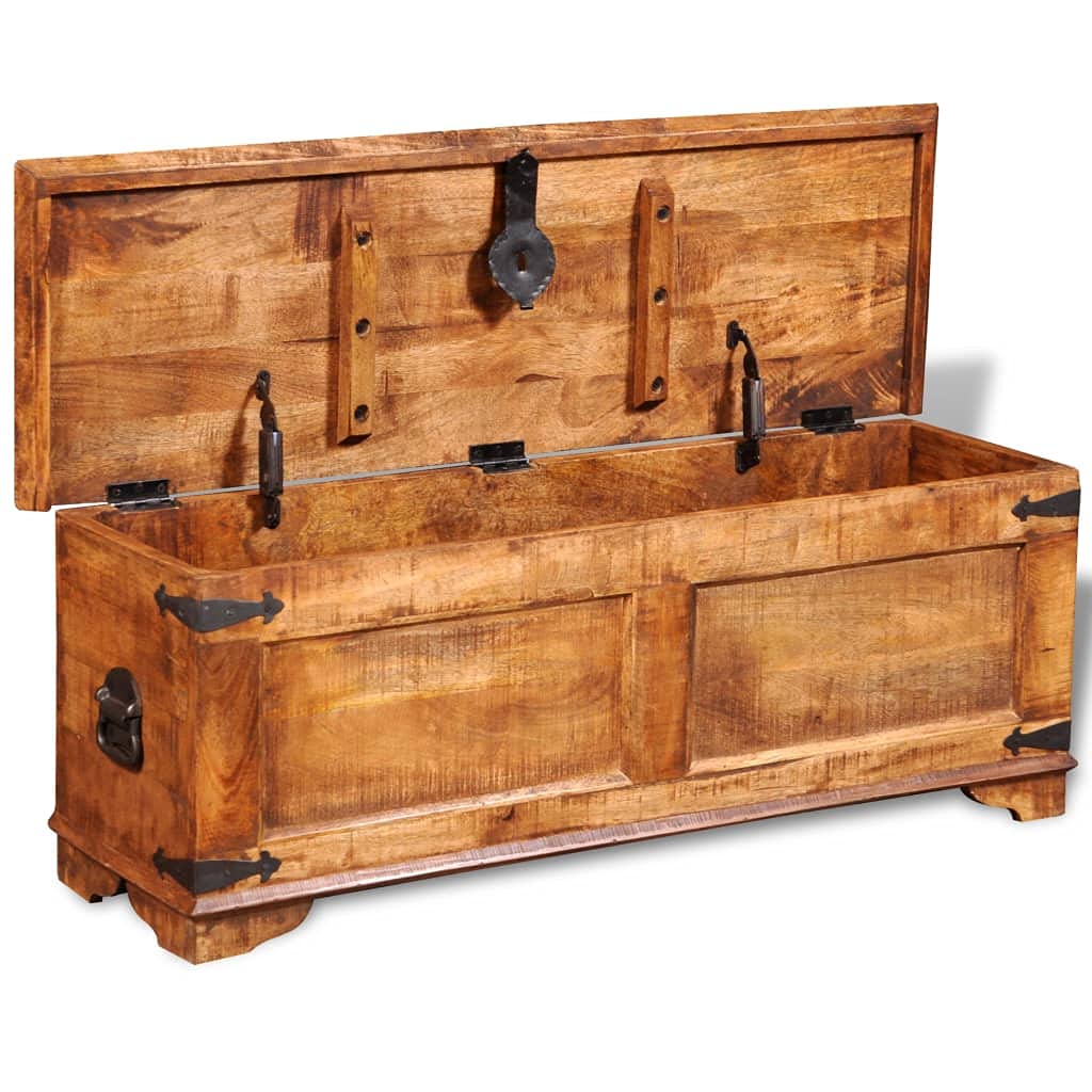 Solid Wood Storage Chest - Rustic Wooden Treasure Box with Sturdy Construction, 43.3