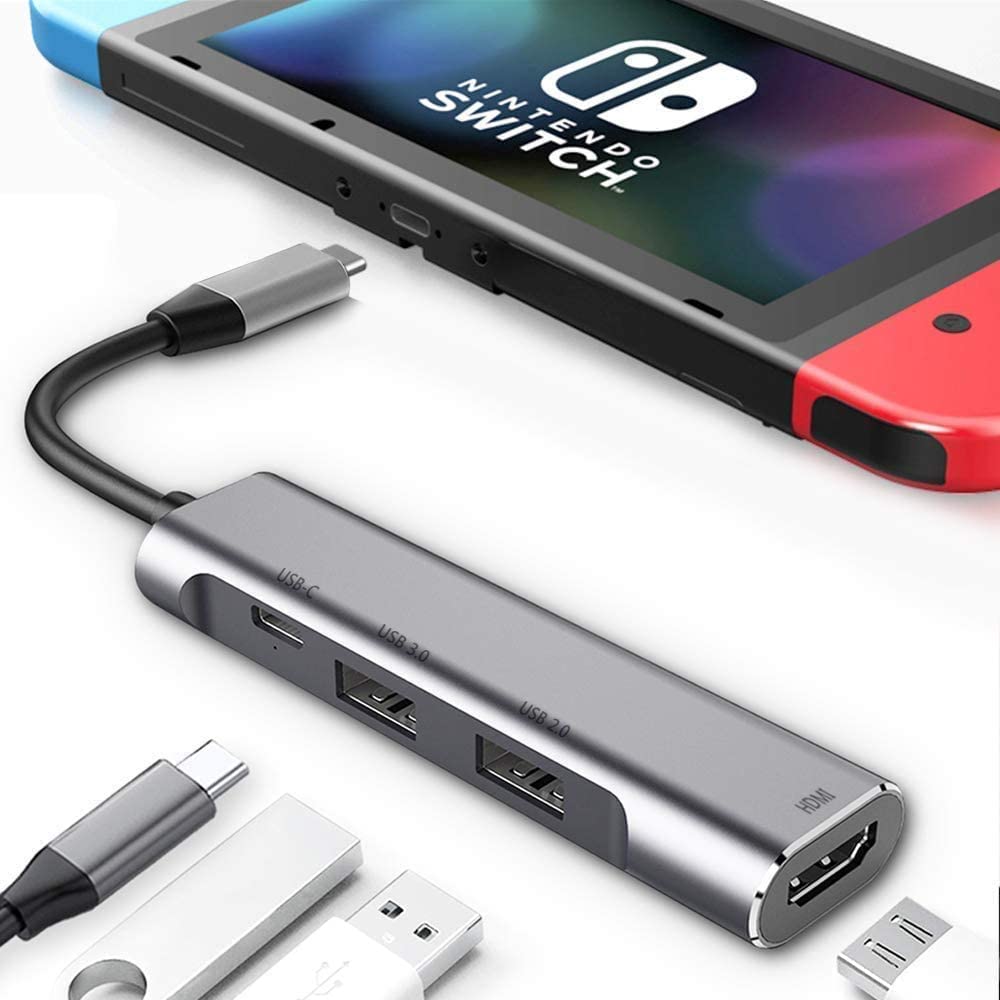 RREAKA 4-in-1 Nintendo Switch OLED Dock with 4K HDMI, USB 3.0 Port & 100W Type-C Charging - Portable Switch Docking Station for Travel, Samsung Dex S24 & MacBook - Perfect for Gaming, Home Entertainment & On-the-Go Play