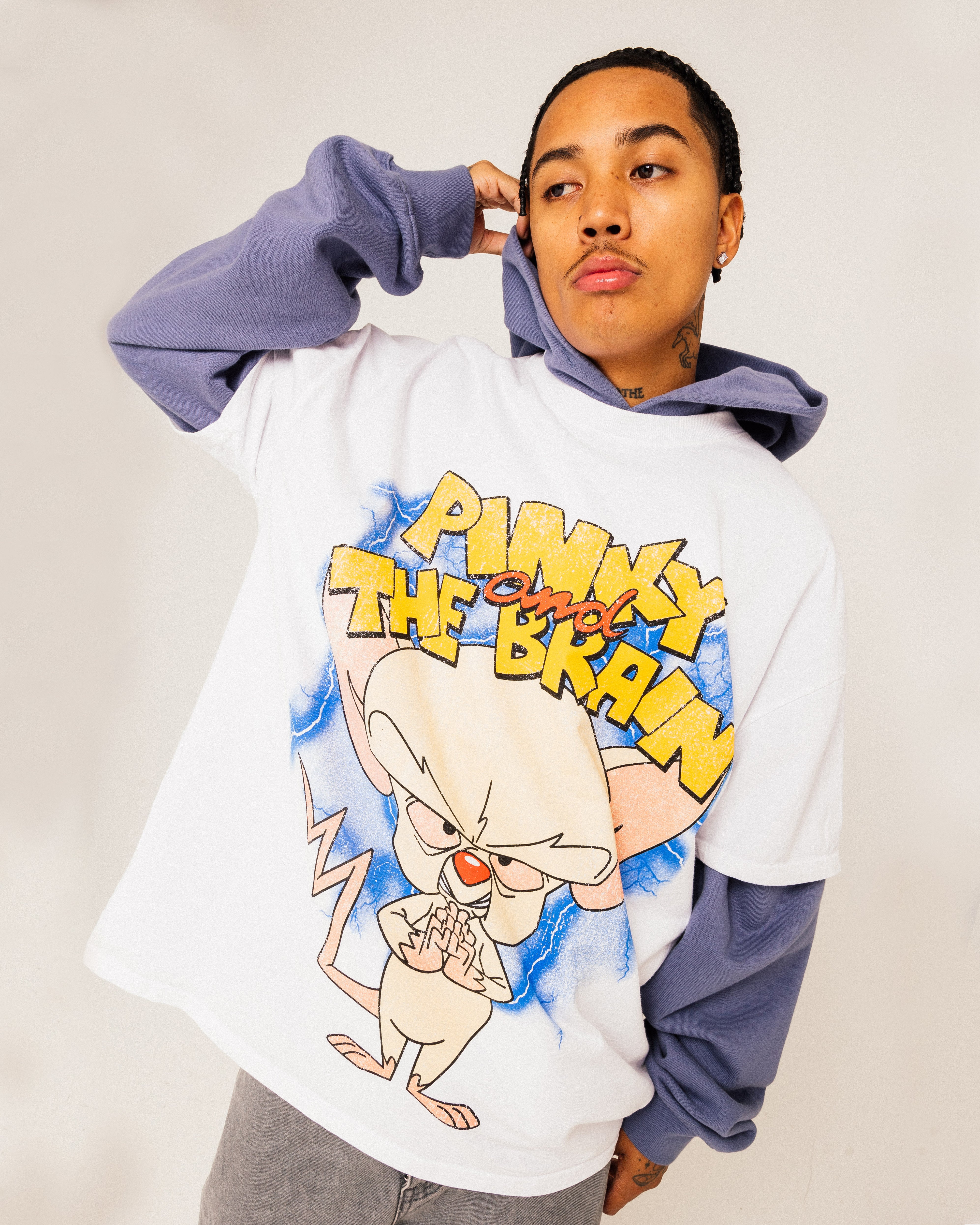 Pinky & The Brain Vintage T-Shirt - Cartoon Network Heavyweight White Tee - American Thrift Style for Casual Wear & Fan Gifts